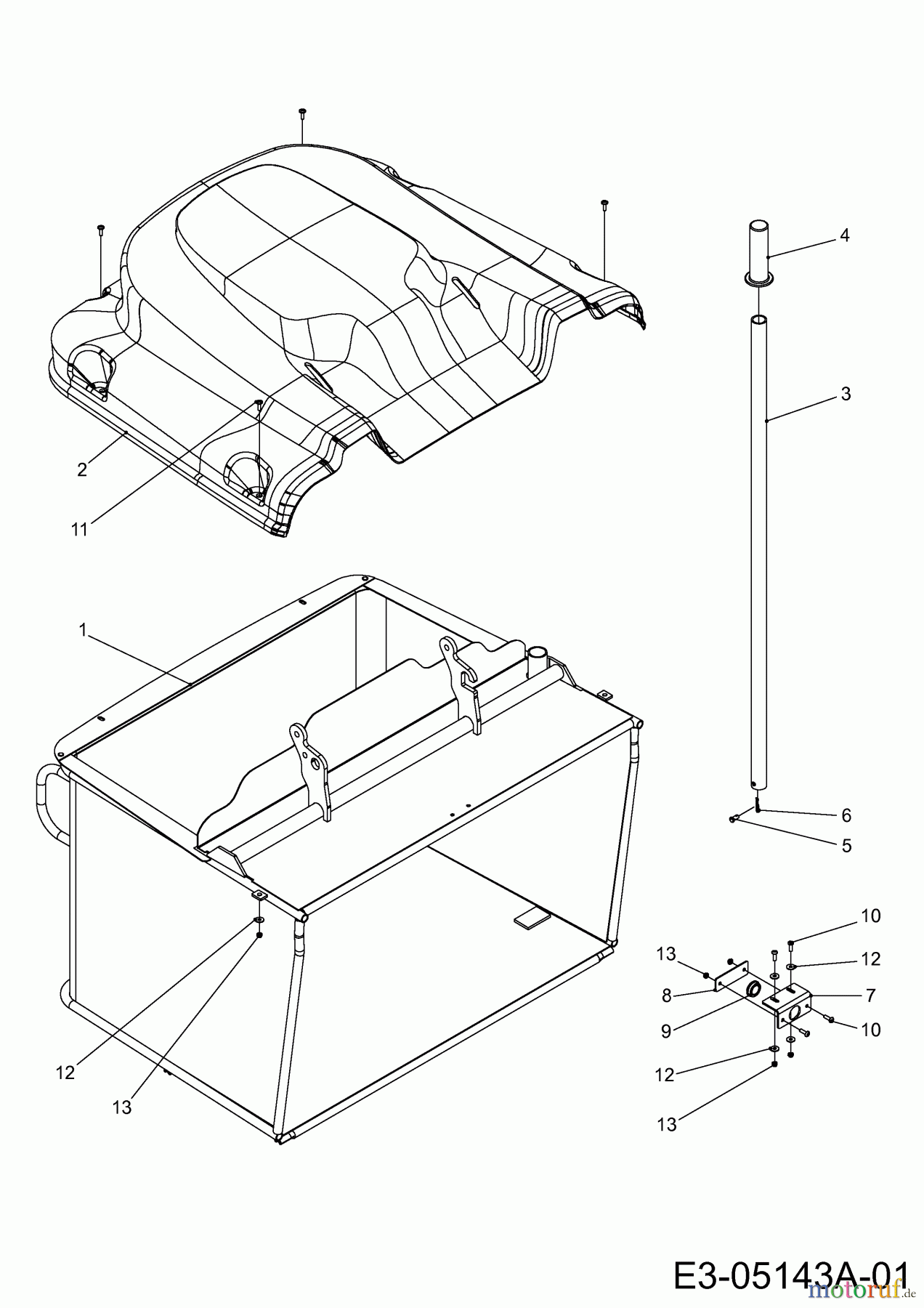 MTD Accessories Accessories compact tractors Grass catcher incl. emptying for CC 2000/3000 RD series, 350 l box, Manual emptying 596-205-600 (2012) Grass box 350 liter
