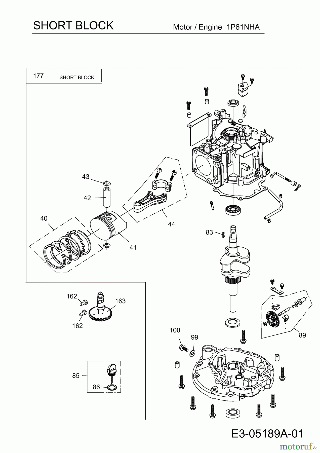 Wolf-Garten Petrol engines MTD 1 P 61 NHA 752Z1P61NHA (2011) Short block