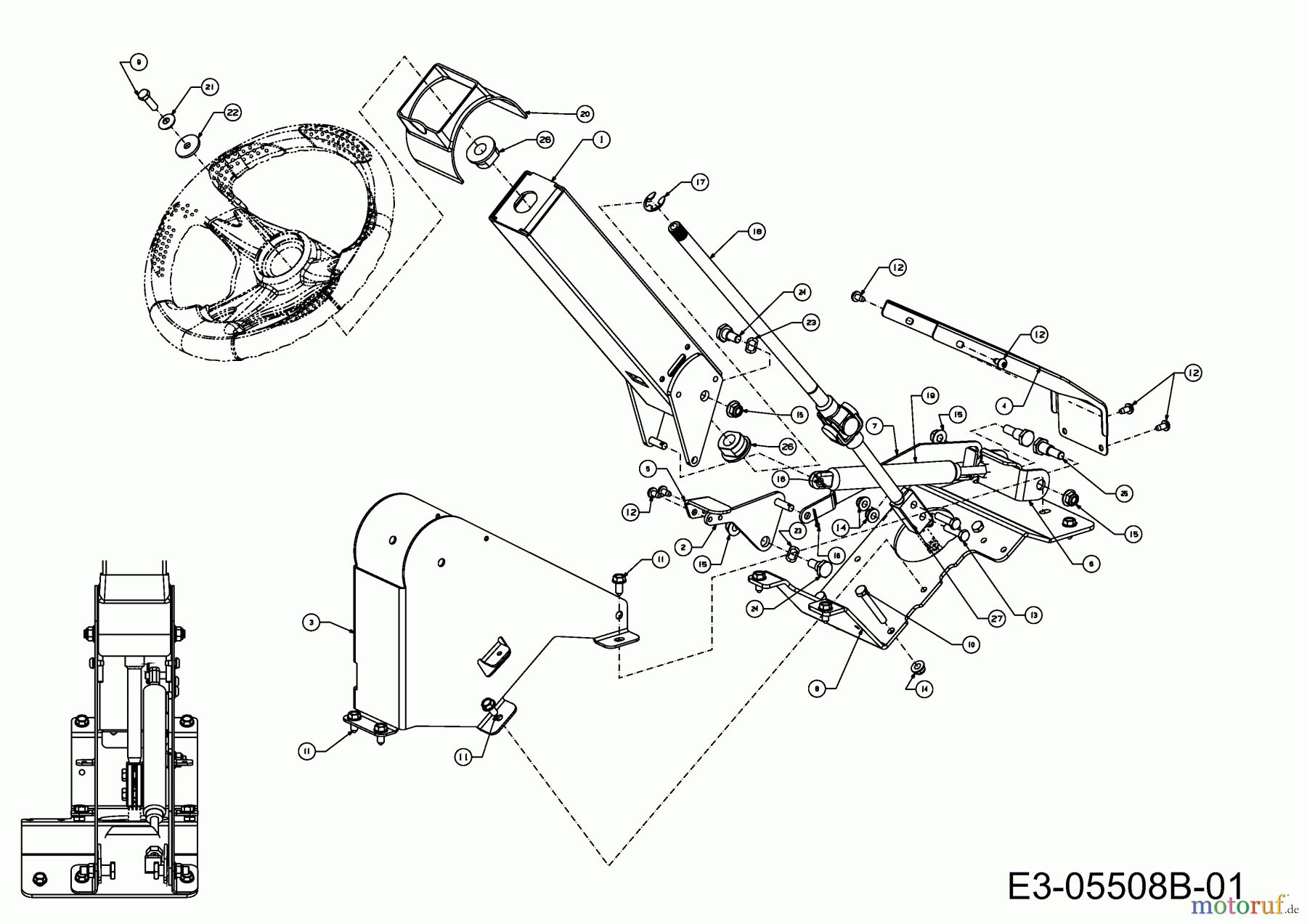  Cub Cadet Zero Turn Z-Force 48 S 17AI5BHB603  (2010) Steering wheel, Steering column