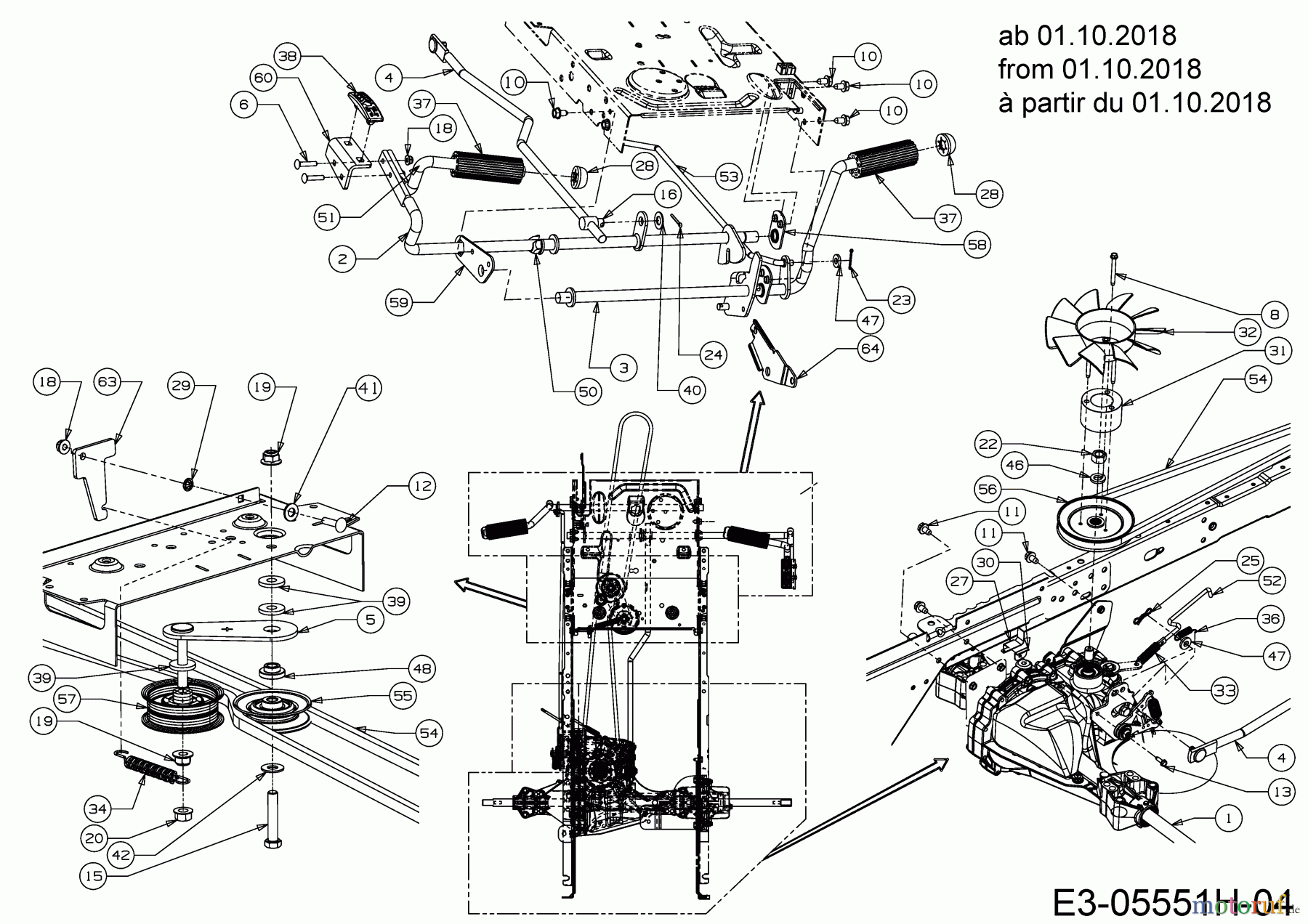 Helington Lawn tractors H 105 HK 13AG71KN686 (2018) Hydrostatic gearbox, Belt, Pedals from 01.10.2018