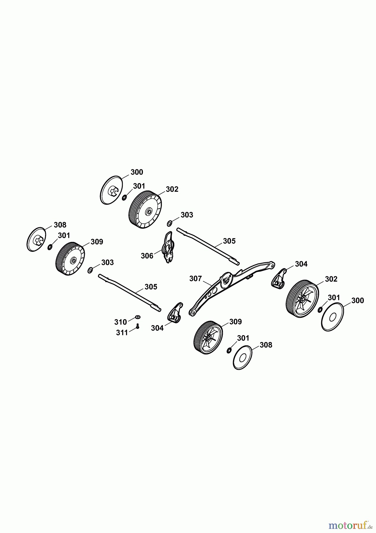 Wolf-Garten Electric mower 2.32 E-1 4905000 Series H (2010) Wheels, Cutting hight adjustment