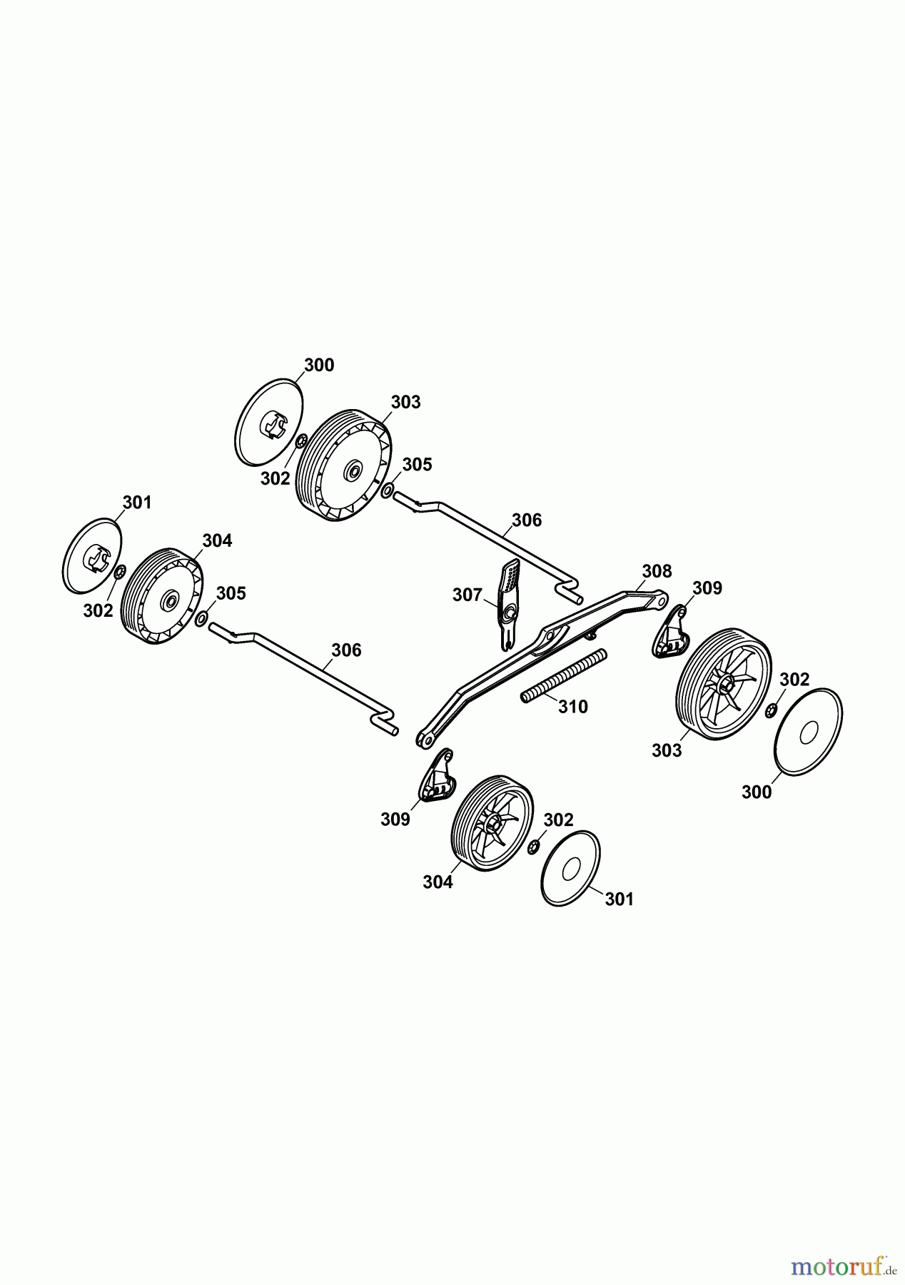  Wolf-Garten Electric mower 2.34 E 4909000 Series E  (2010) Axles, Wheels