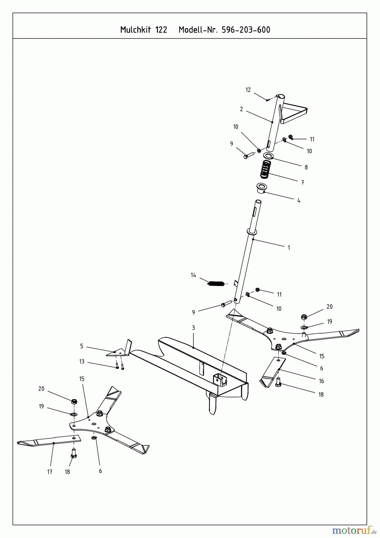  MTD Accessories Accessories compact tractors Mulch kits for CC 2000/3000 RD series, Mowing deck 122 cm 596-203-600  (2009) Basic machine