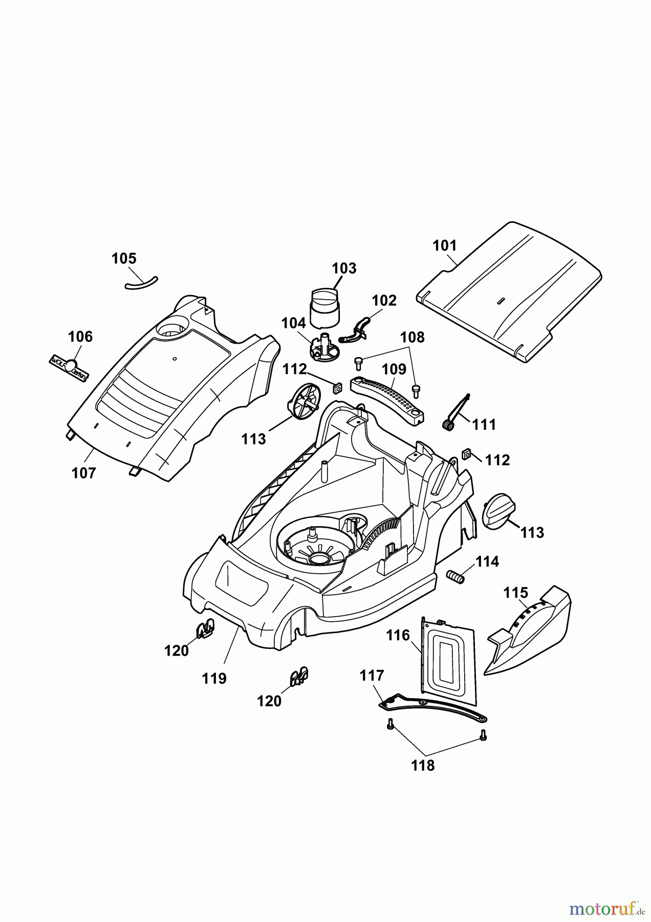 Wolf-Garten Electric mower Compact plus 34 E 4904000 Series F (2010) Deck housing