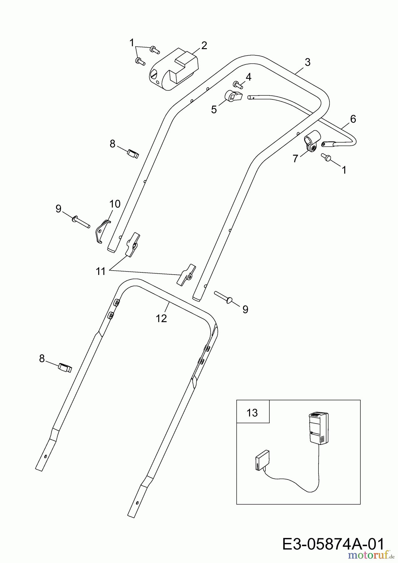  Wolf-Garten Battery mower Li-Ion Power 34 4919000 Series C  (2010) Handle, Switch