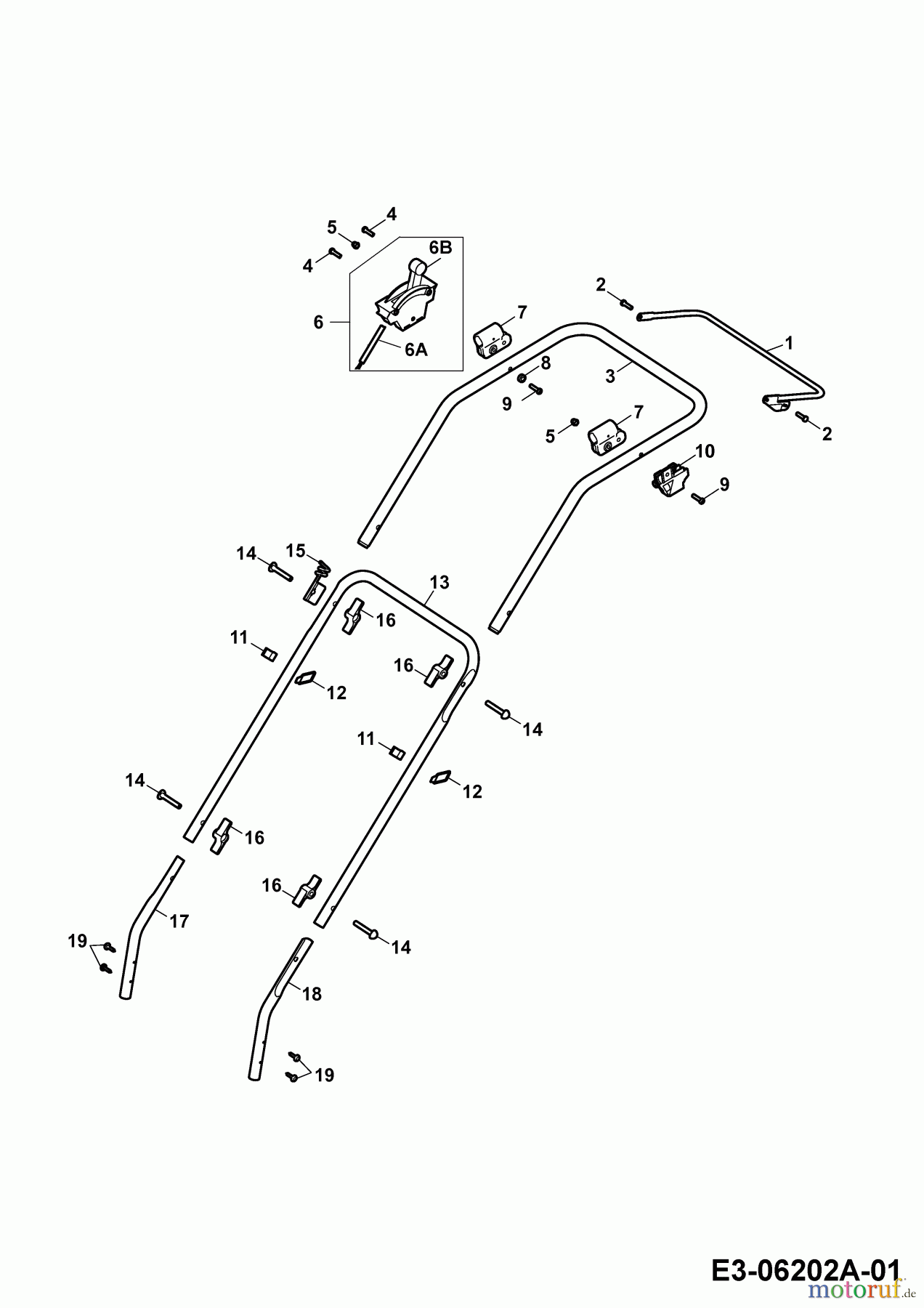  Wolf-Garten Petrol mower HBM 40 B 4001087 Series D  (2010) Handle