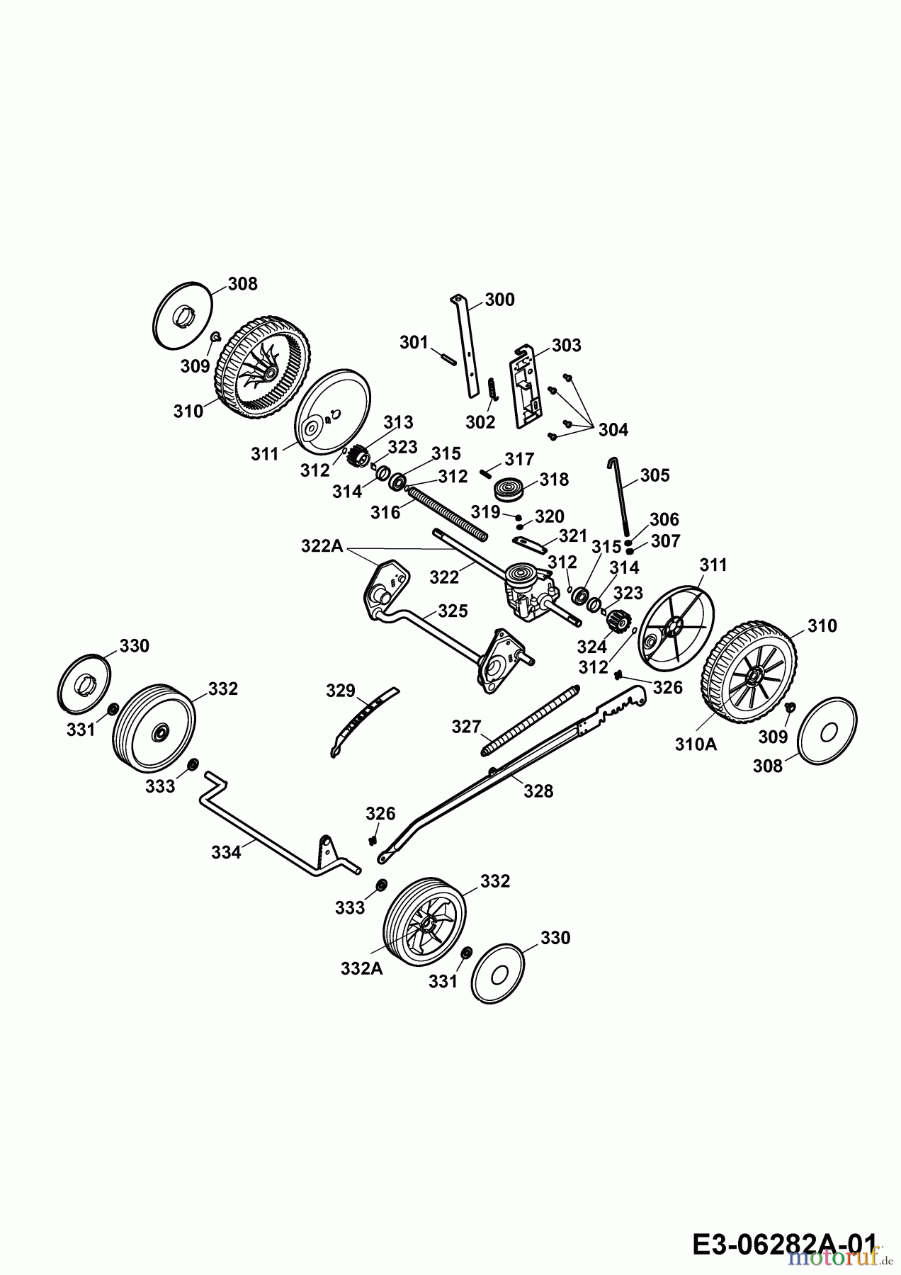 Wolf-Garten Petrol mower self propelled B 46 TBA 4606680 Series G (2010) Wheels, Cutting hight adjustment