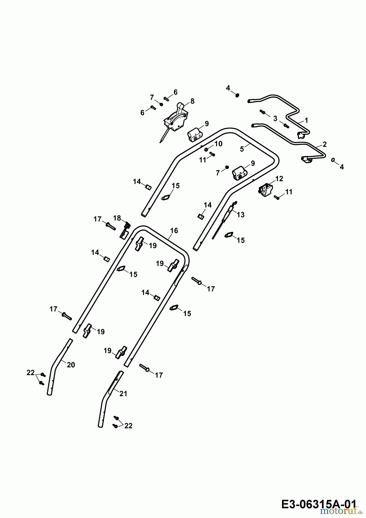  Wolf-Garten Petrol mower self propelled 6.46 BA 4619000 Series E  (2010) Handle