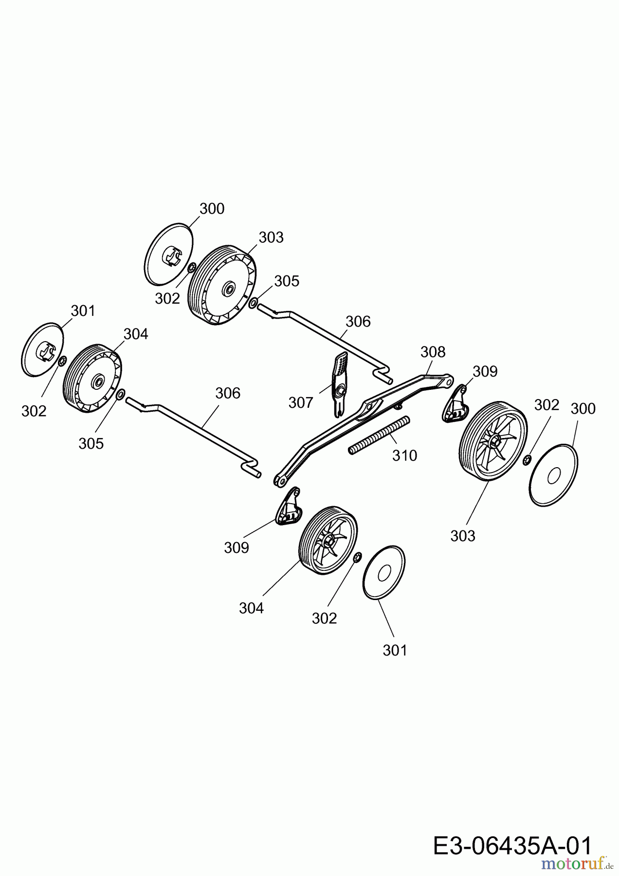 Wolf-Garten Electric mower Power Edition 34 E 4924000 Series G (2011) Axle, Height-adjustment, Wheels