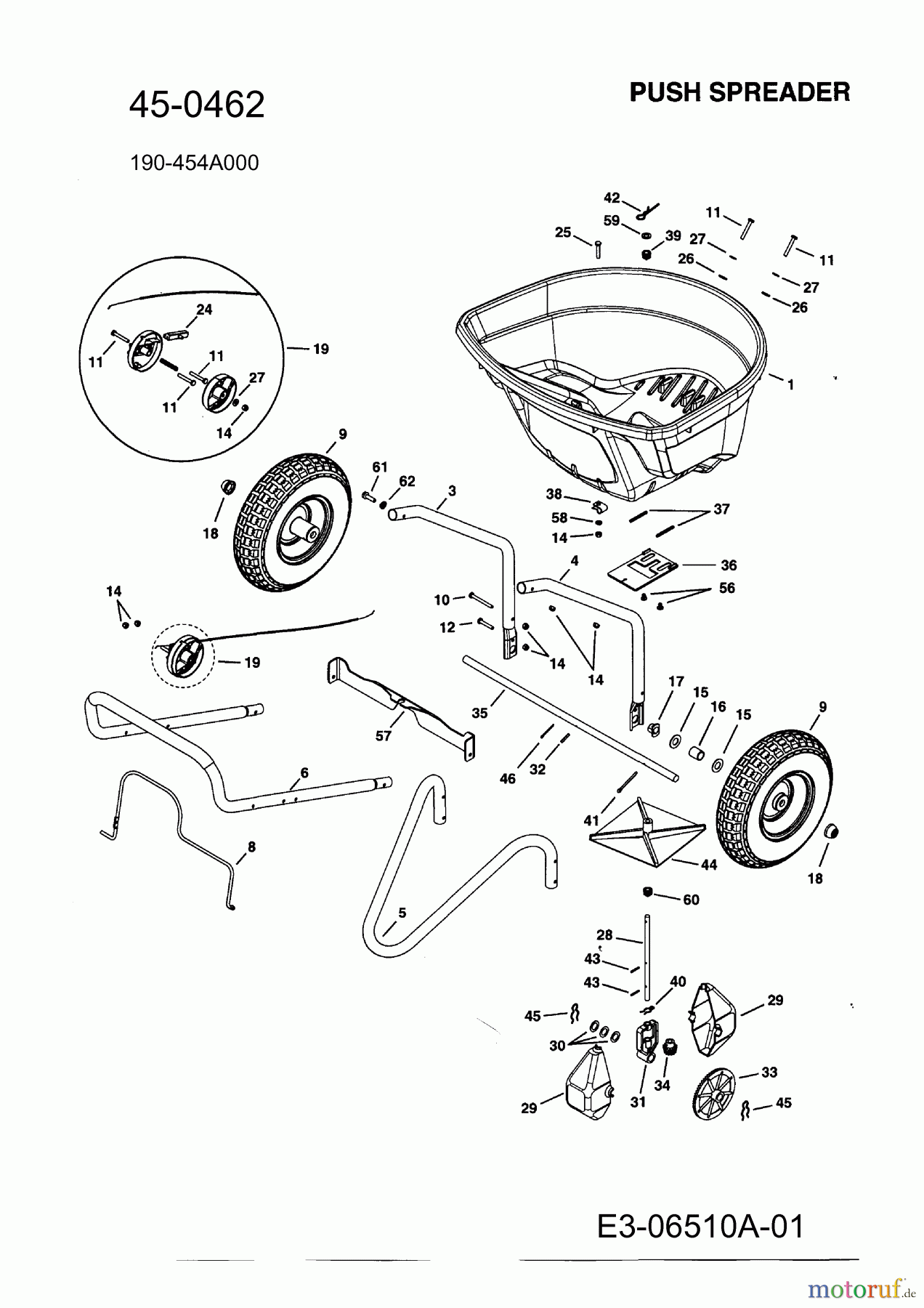  MTD Accessories Accessories hand held machines Spreader 45-0462  (190-454A000) 190-454A000  (2010) Basic machine