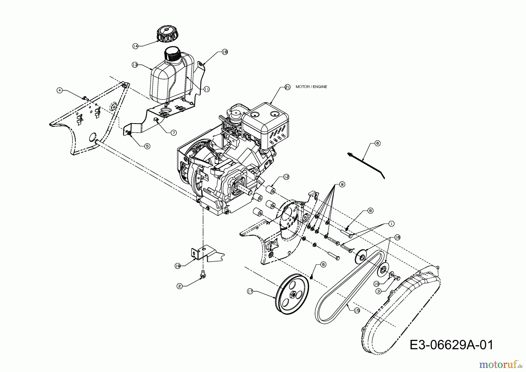 MTD Snow throwers M 53 31A-2M1A700R (2011) Belt, Engine, Fuel tank