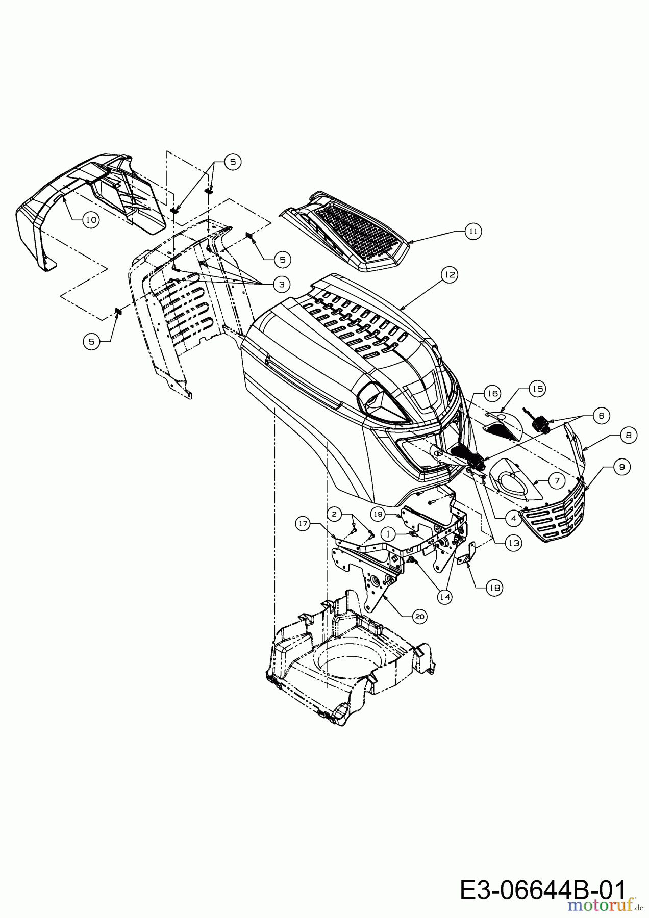 Wolf-Garten Lawn tractors Blue Power 105.200 H 13RT71RN650 (2012) Engine hood R-Style