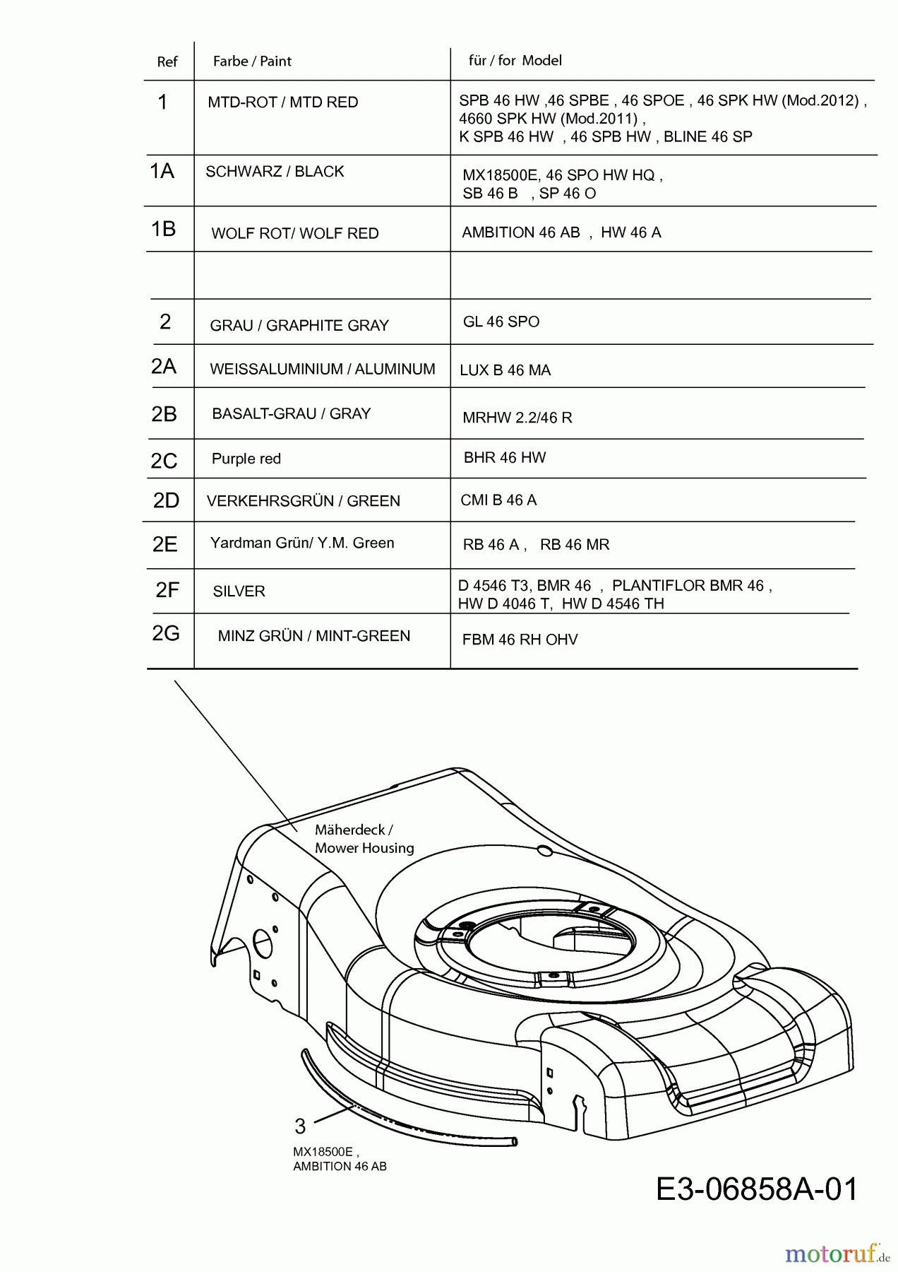  MTD Petrol mower self propelled SP 46 O 12D-J5M1615  (2012) Deck housing