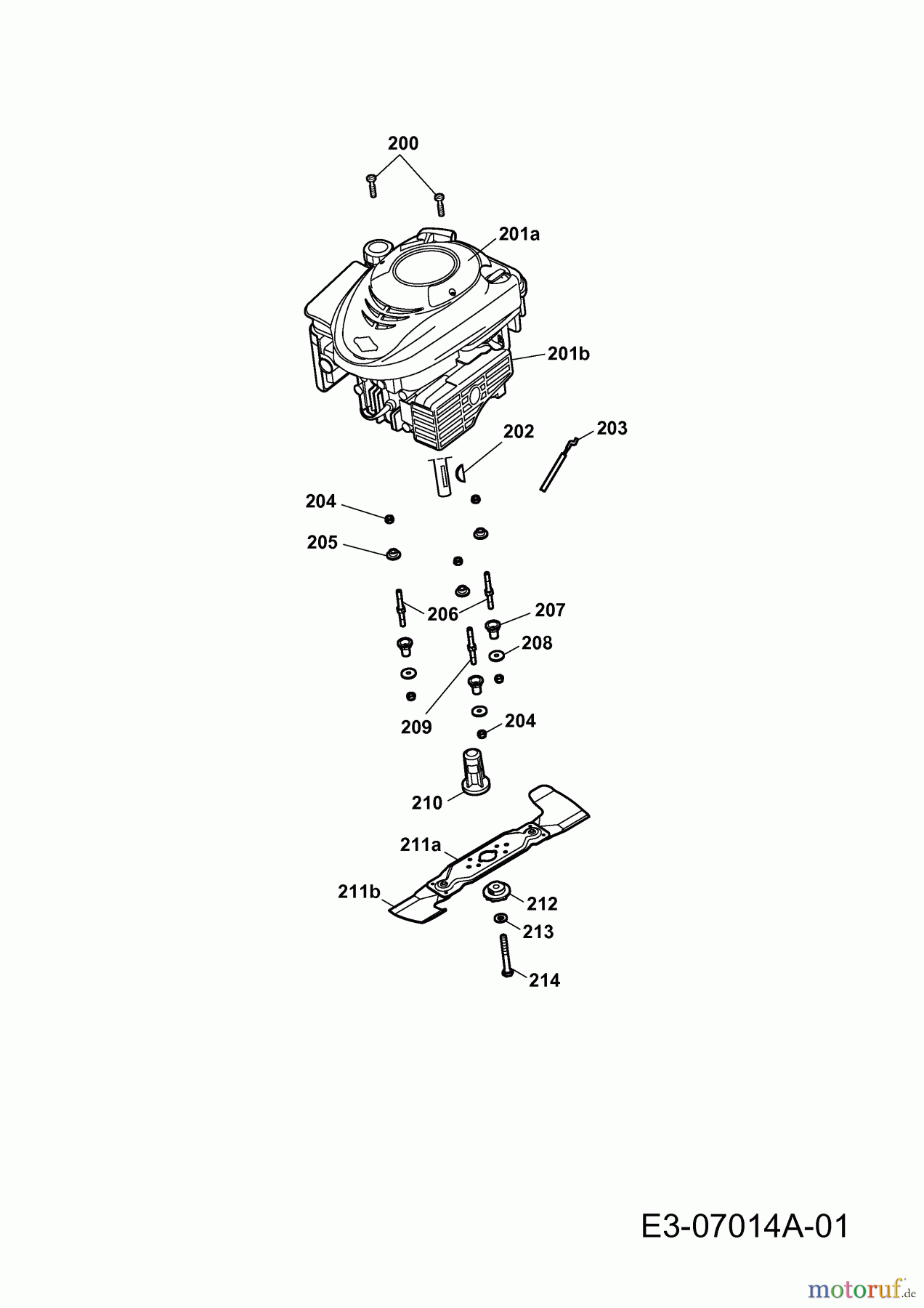  Wolf-Garten Petrol mower Power Edition 46 B 4652000 Series A  (2011) Blade, Blade adapter, Engine