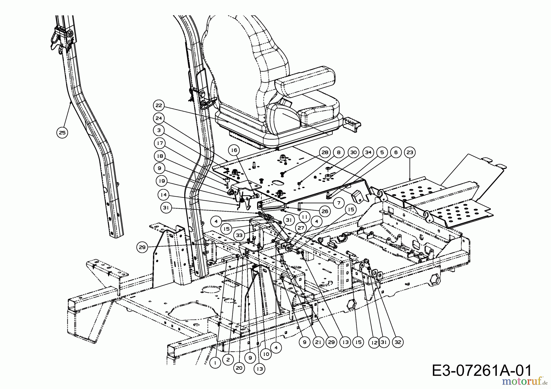 Cub Cadet Zero Turn Tank S 53AY8DU6603 (2010) Seat bracket, Seat, Roll bar from 23.03.2010