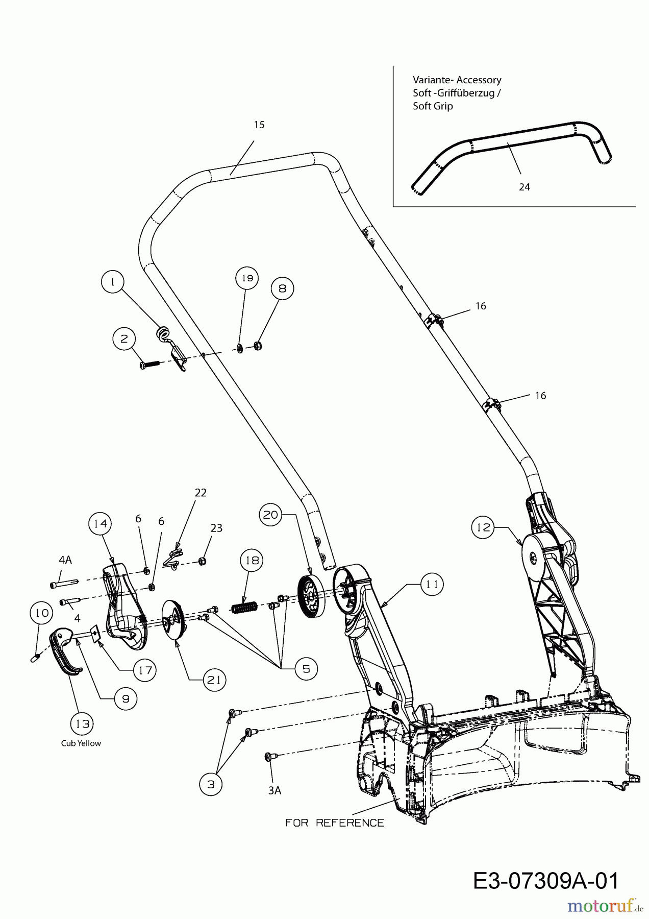  Cub Cadet Petrol mower self propelled CC 42 SPB 12A-H65E603  (2012) Handle, to 19.03.2013