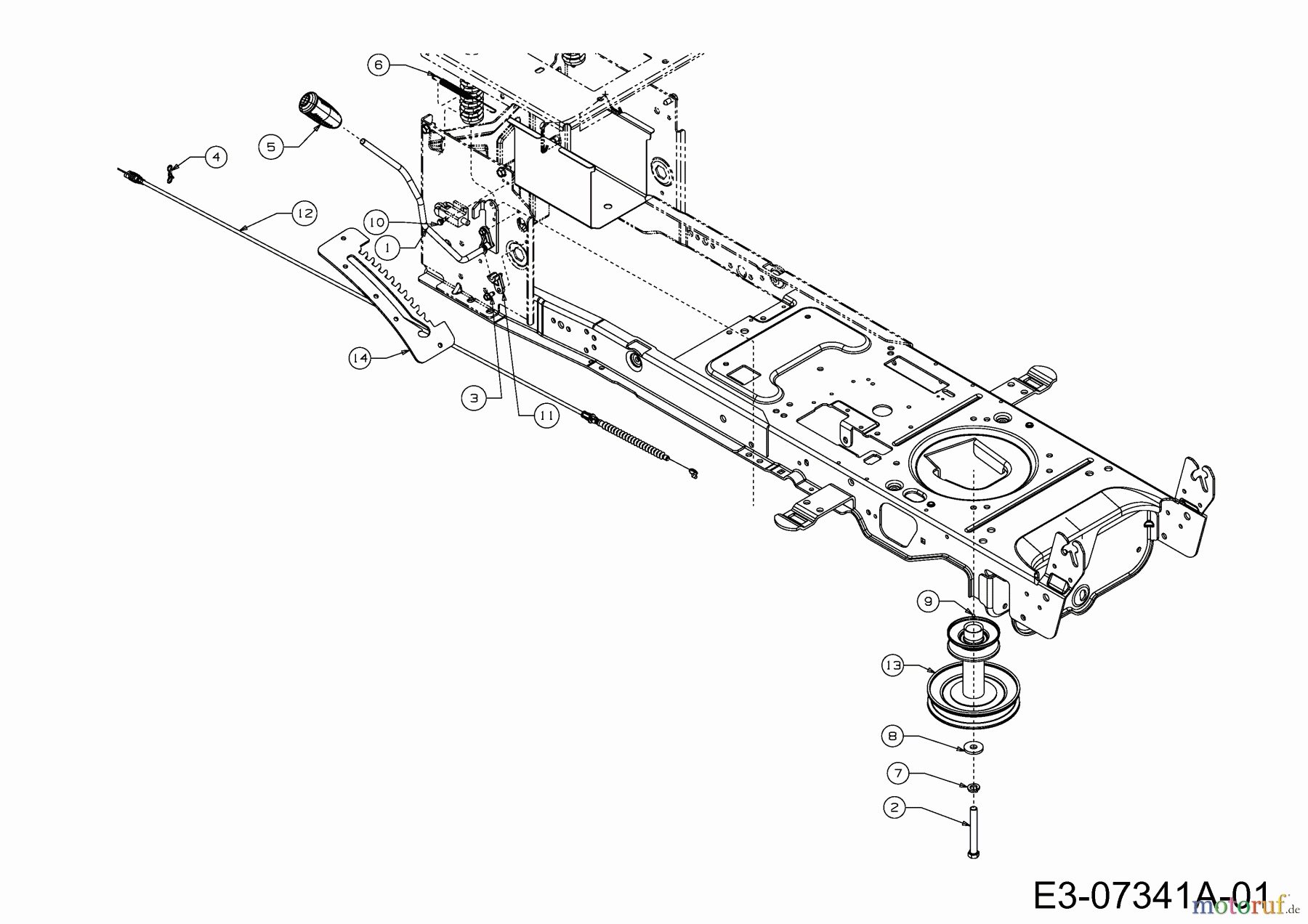 Cub Cadet Lawn tractors CC 1018 AG 13AD90AG603 (2012) Deck engagement, Engine pulley