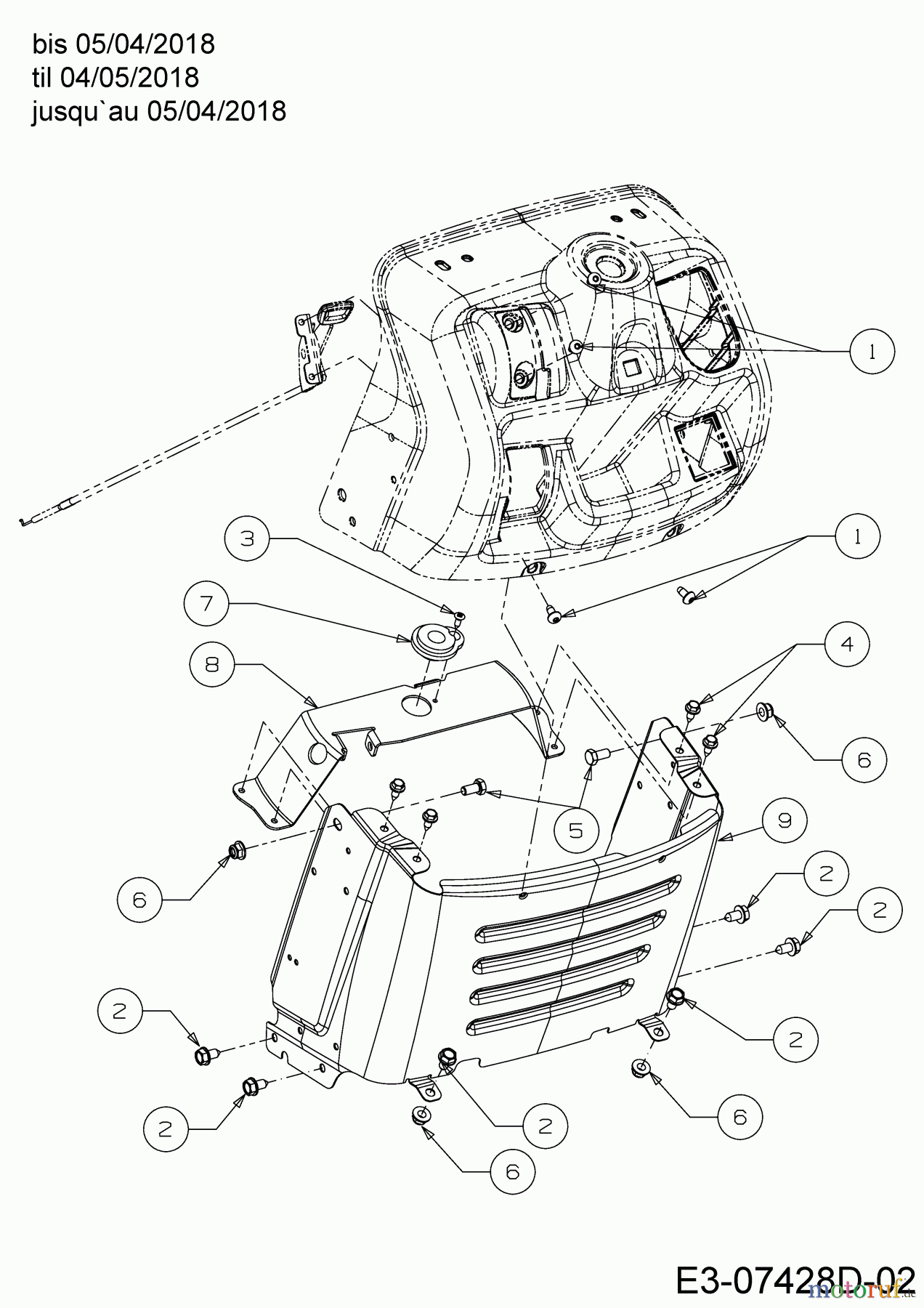  MTD Lawn tractors White Passion 76.125T 13AH76KA676  (2018) Dashboard til 04/05/2018