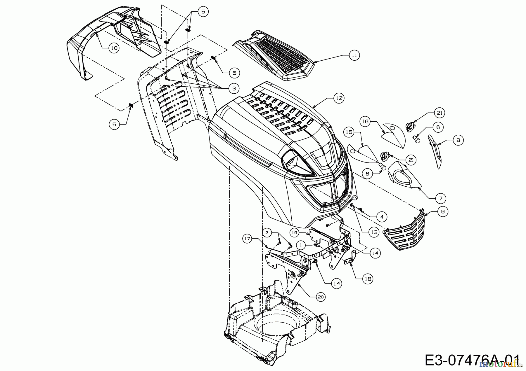  Wolf-Garten Lawn tractors Ambition 107.175 H 13TN79RG650  (2012) Engine hood R-Style