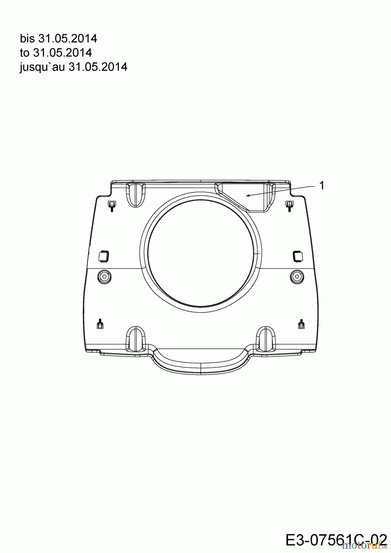 WOLF-Garten Expert Lawn tractors Expert 107.180 H 13BG93WG650 (2014) Engine duct to 31.05.2014