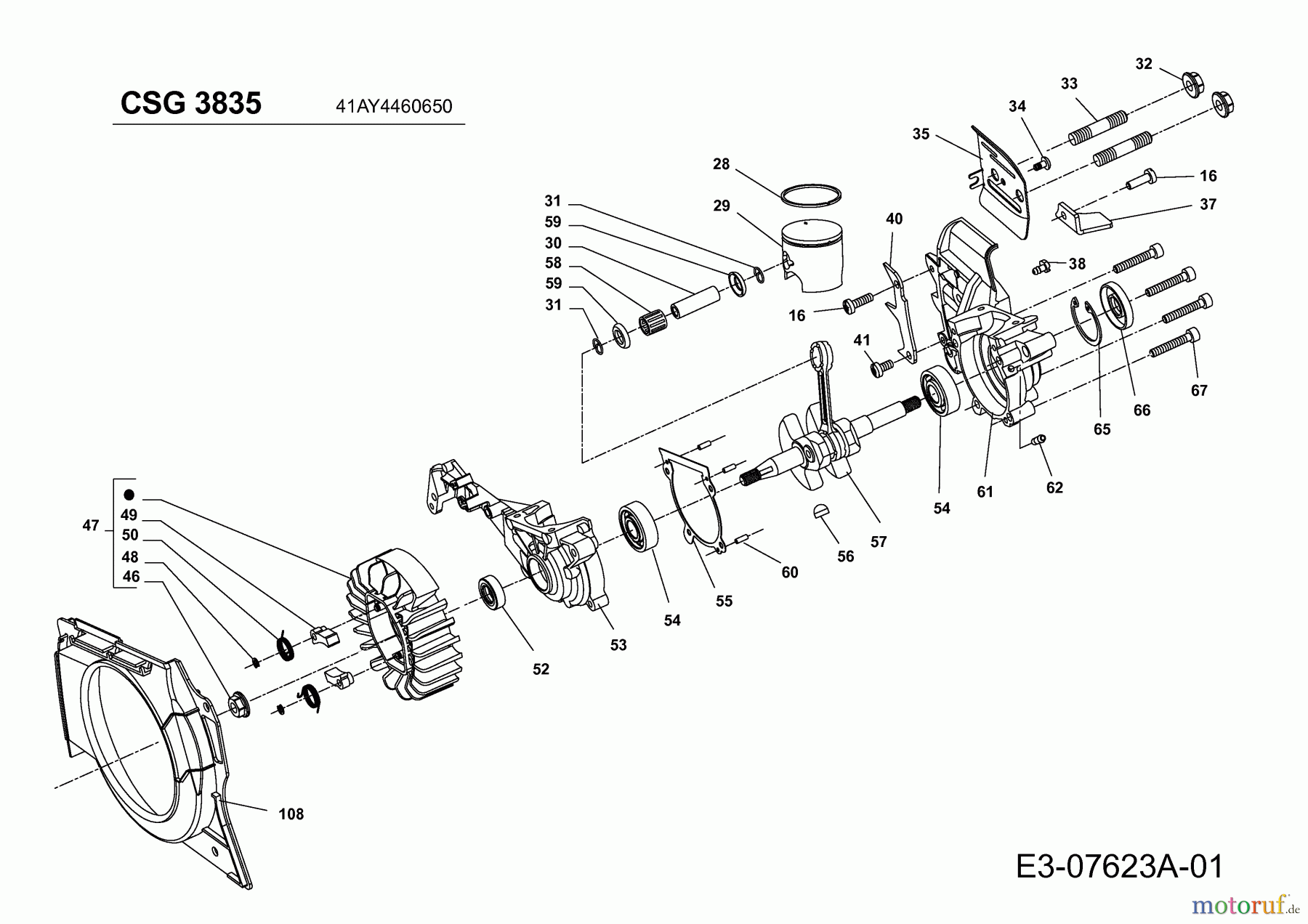  Wolf-Garten Petrol chain saws CSG 3835 41AY4460650  (2013) Crankcase, Crankshaft, Piston