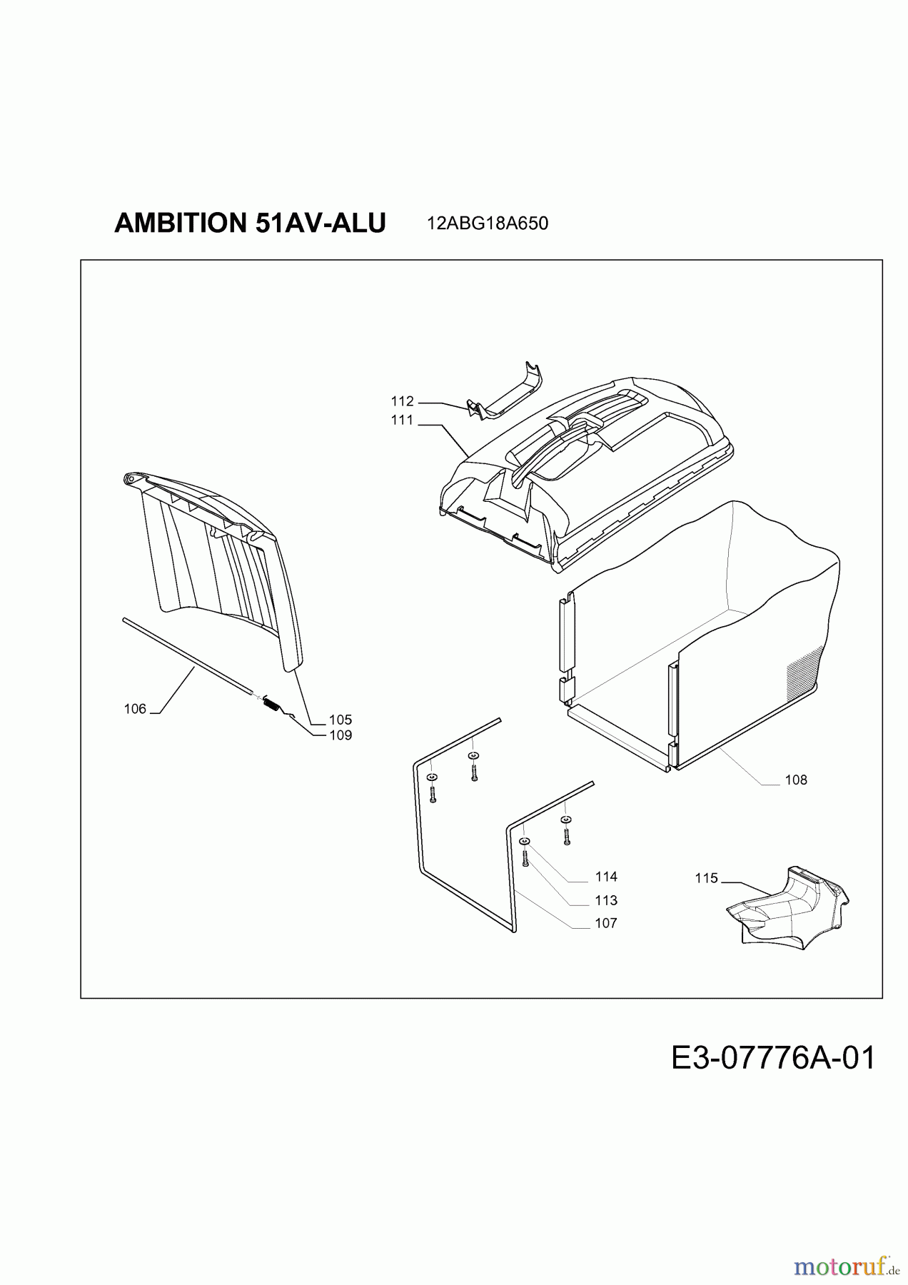  Wolf-Garten Petrol mower self propelled Ambition 51 AV-ALU 12ABG18A650  (2014) Grass bag, Rear flap