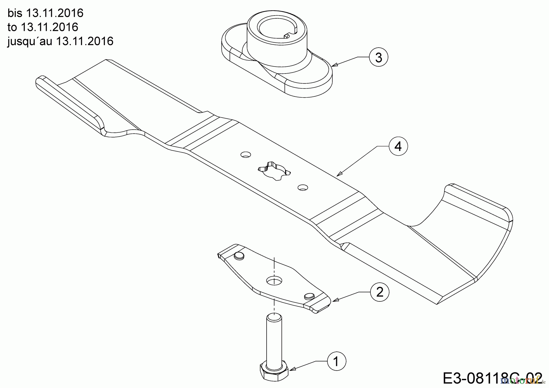 MTD Petrol mower Smart 42 PO 11C-LASJ600 (2017) Blade, Blade adapter to 13.11.2016