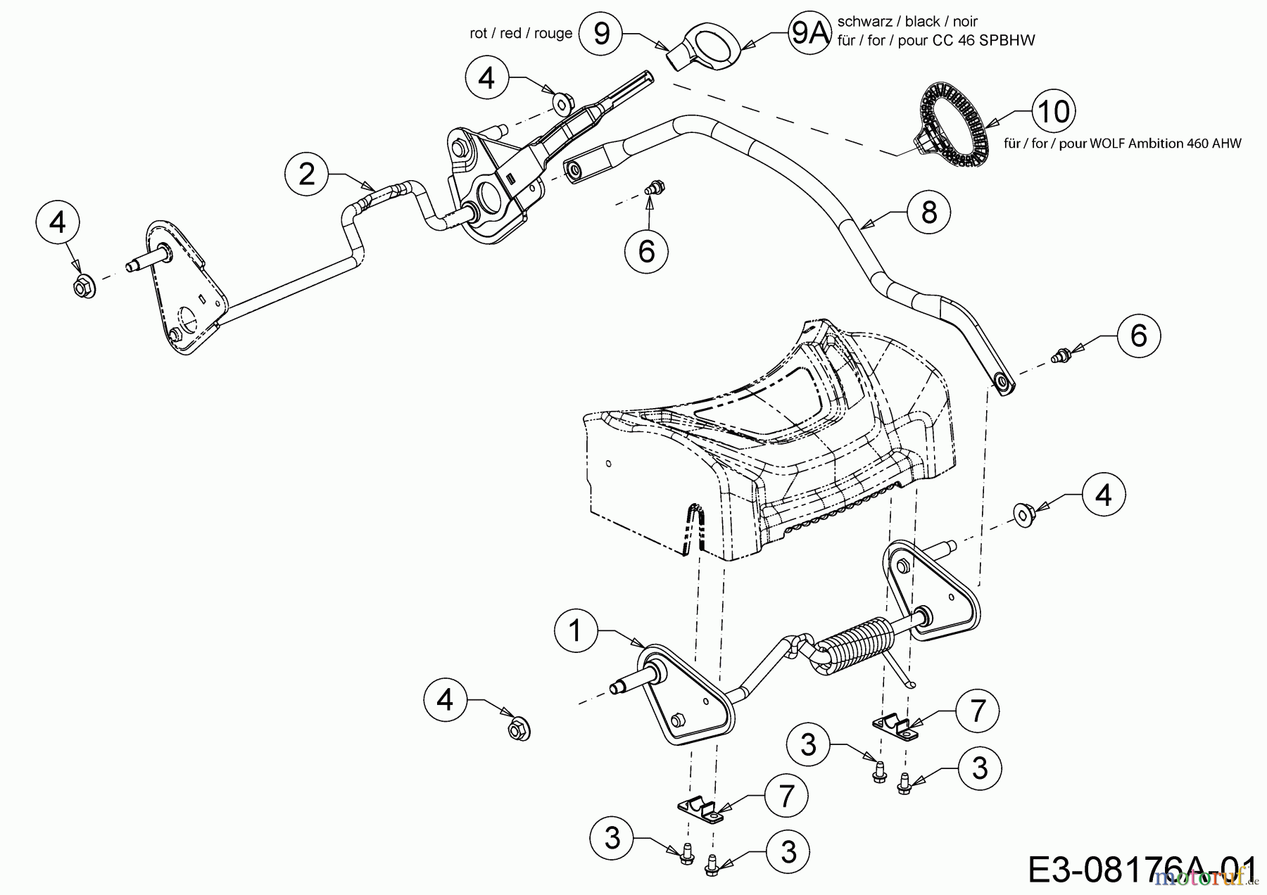  MTD Petrol mower self propelled Blue 46 SPB HW 12A-TN5F600  (2013) Hight adjustment