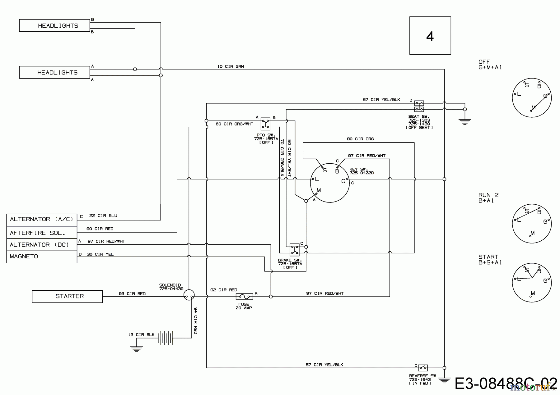  MTD Lawn tractors 17.5/42 13AN775S308  (2018) Wiring diagram
