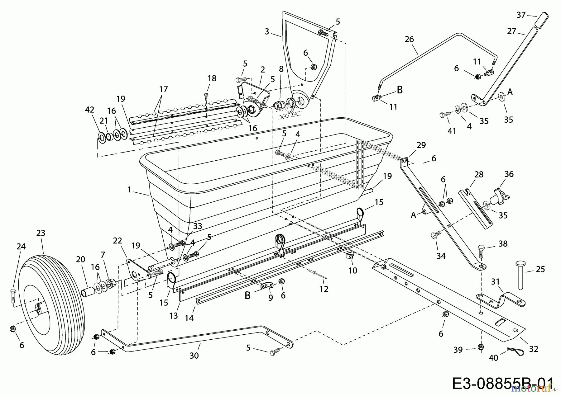 MTD Accessories Accessories garden and lawn tractors Spreader 45-02881 (196-003-000) 196-003-000 (2008) Basic machine