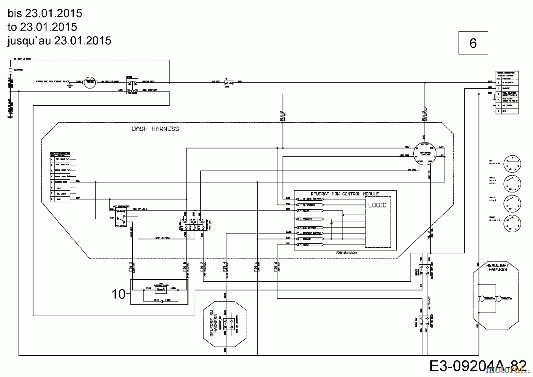 Troy-Bilt Lawn tractors TB 2042 13APA1KS309 (2015) Wiring diagram to 23.01.2015