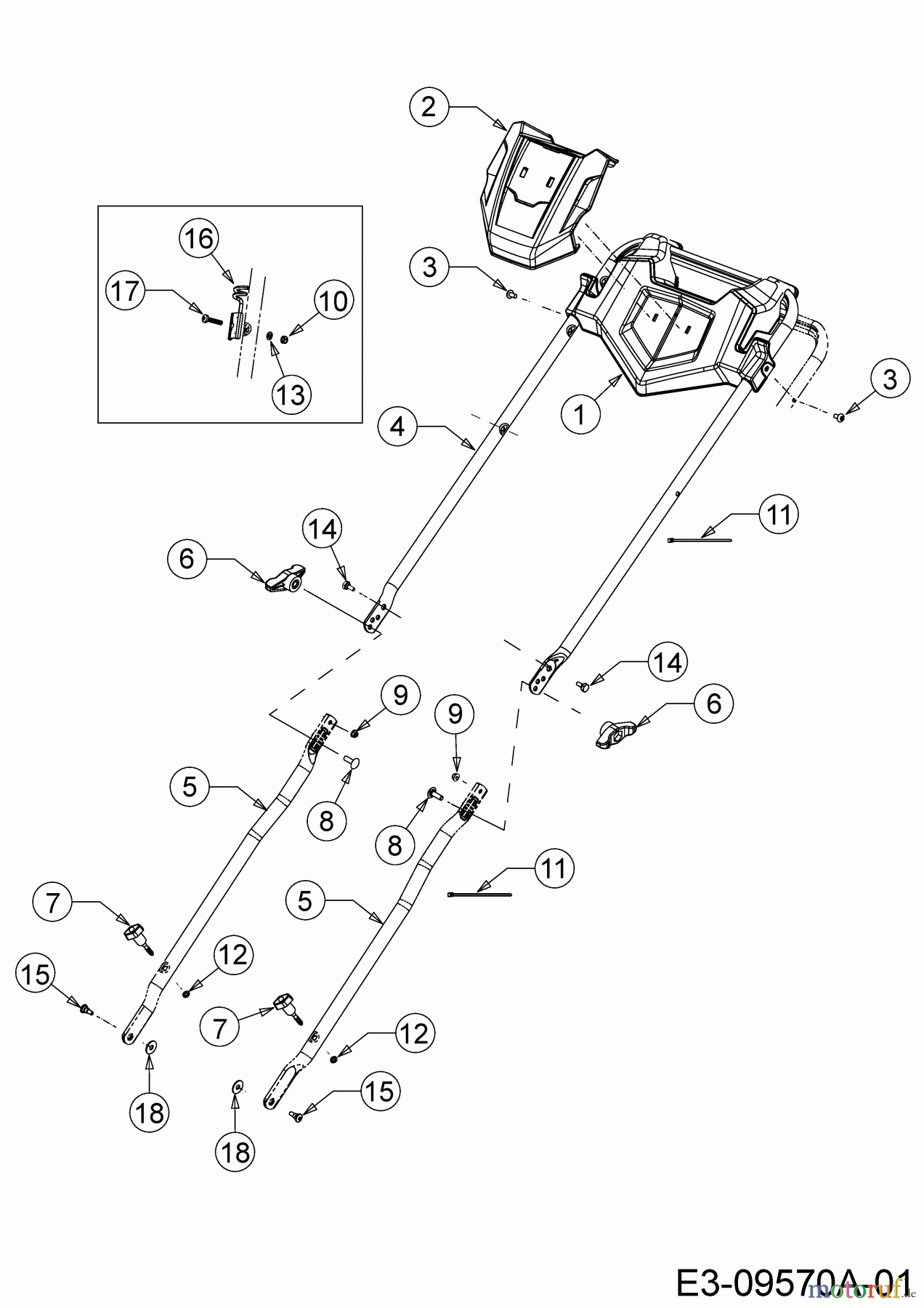 WOLF-Garten Expert Petrol mower self propelled Expert 53 BA V HW 12ABPV5L650 (2018) Handle