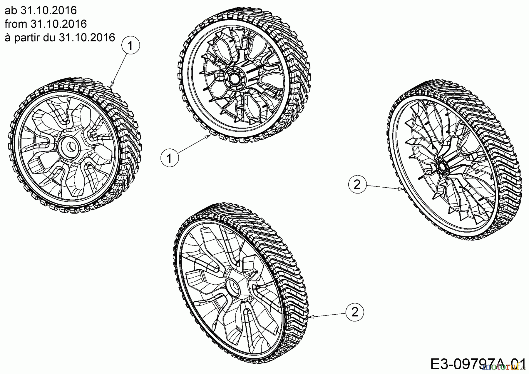  Troy-Bilt Petrol mower TB 130 11A-B2AQ311  (2016) Wheels from 31.10.2016