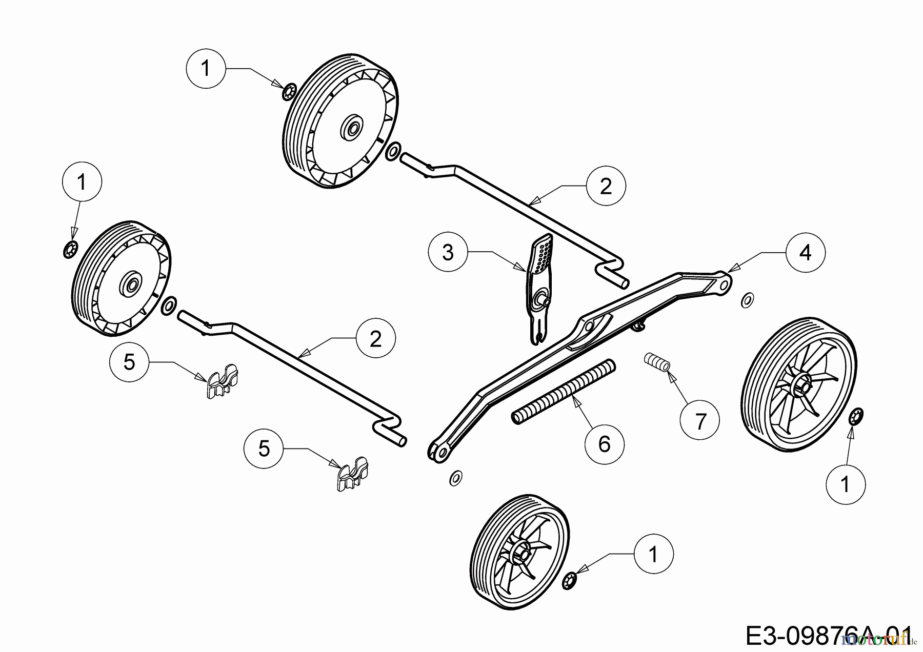 WOLF-Garten Expert Electric mower Expert 34 E 18BWF1S-650 (2014) Axles, Height-adjustment
