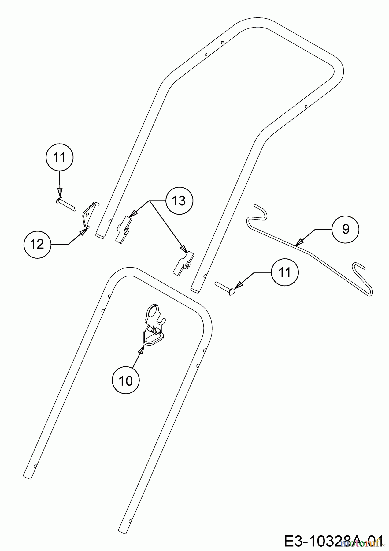 Wolf-Garten Electric mower Blue Power 34 E 18BWF1X1C50 (2014) Mounting parts handle