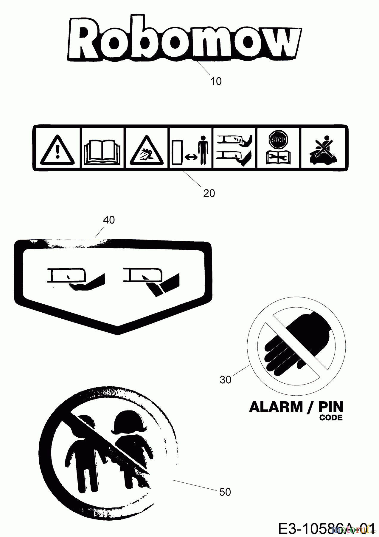  Robomow Robotic lawn mower RC306 (White) PRD7006BW  (2015) Labels