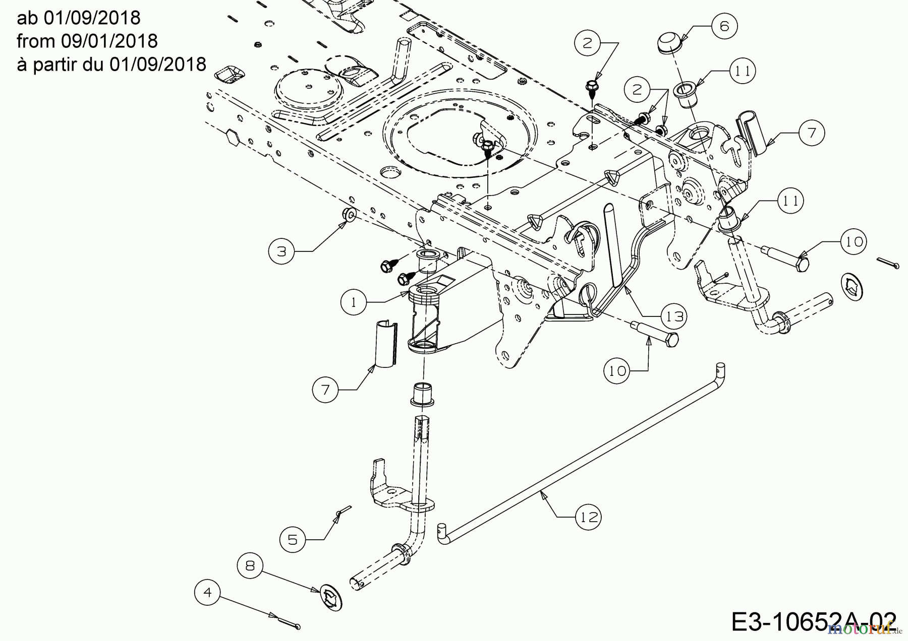  MTD Lawn tractors Smart RF 125 13HH76KF600  (2018) Front axle from 09/01/2018