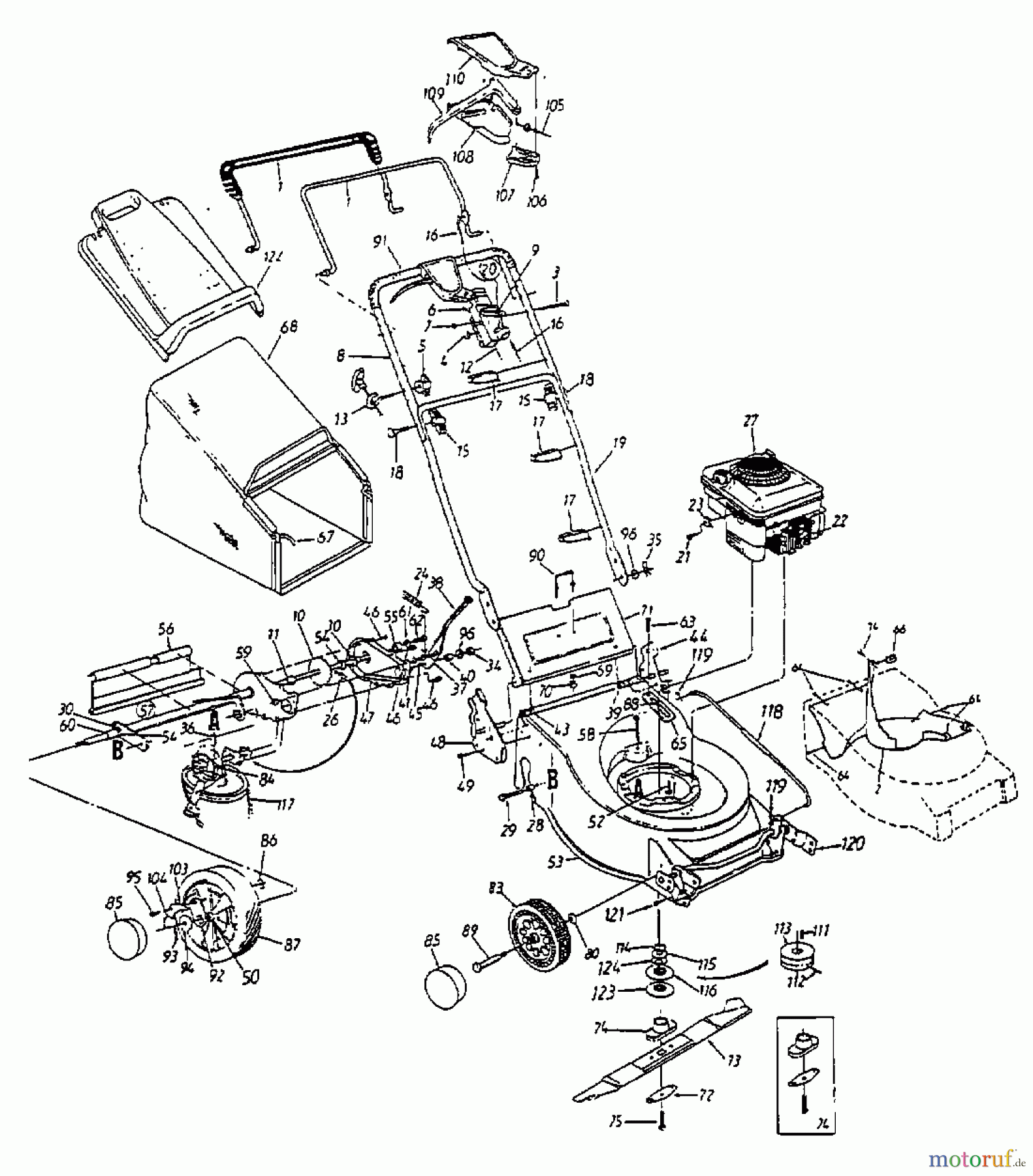  MTD Petrol mower self propelled GES 45 Q 12A-694E678  (1998) Basic machine