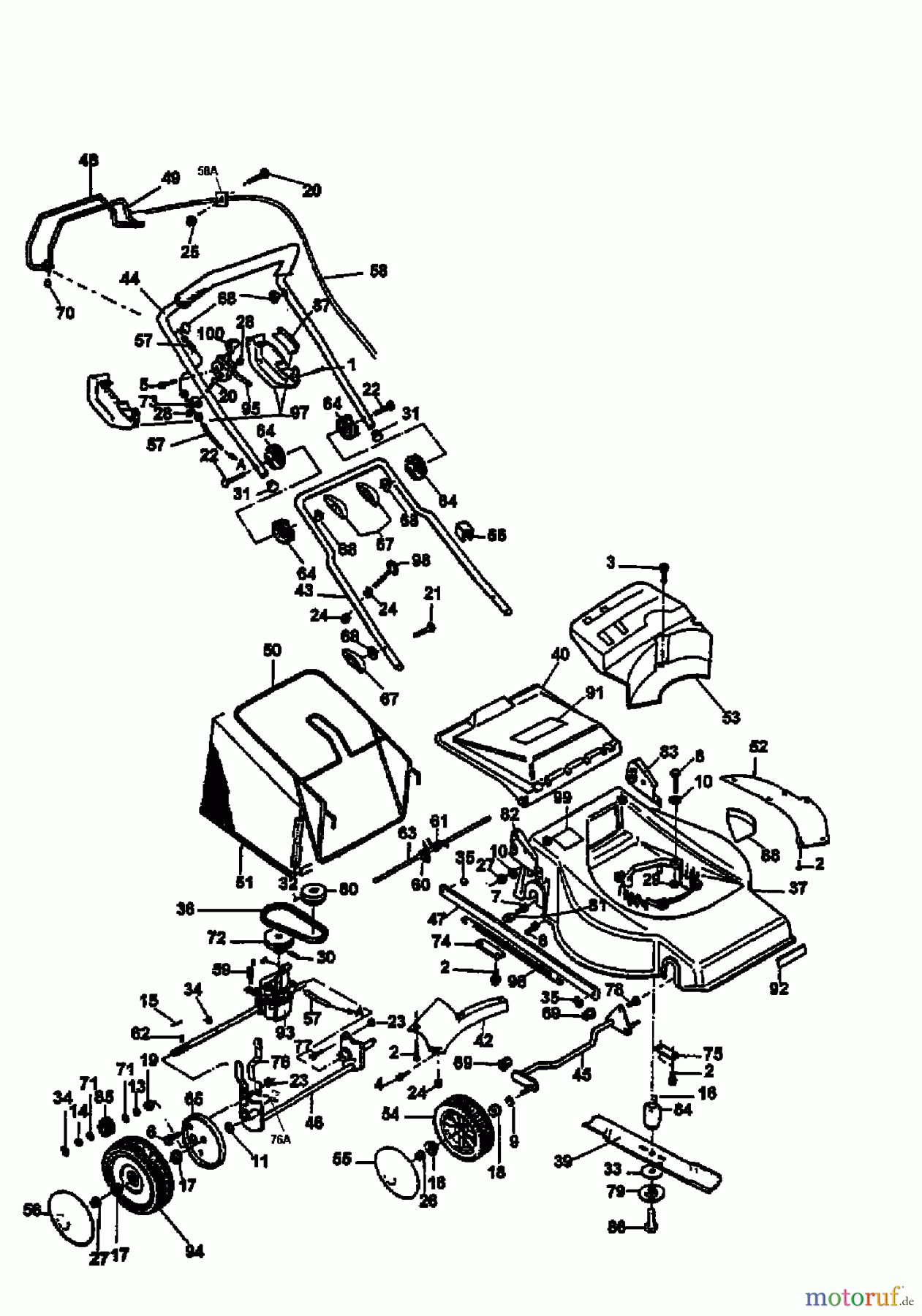  MTD Petrol mower self propelled GEA 53 S 3 GX56SBVV678  (1998) Basic machine