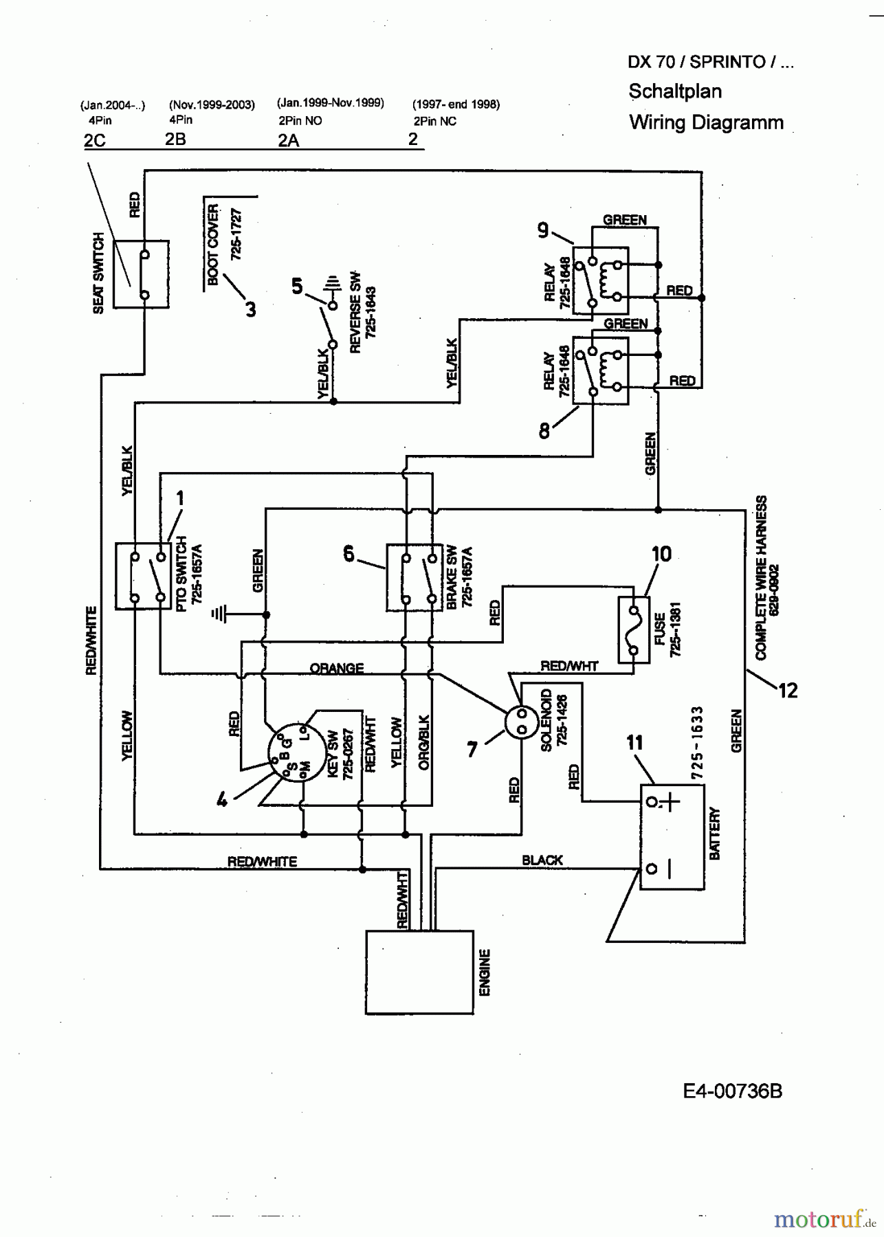  Central Park Lawn tractors Sprinto 13A-332-641  (2004) Wiring diagram