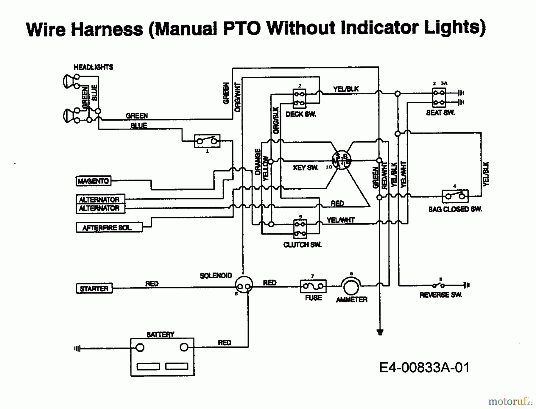  Mastercut Lawn tractors 155/102 H 13AD791N659  (1997) Wiring diagram without indicator lights