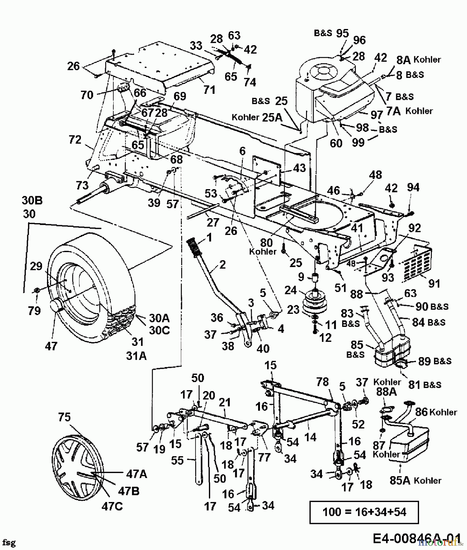  MTD Garden tractors G 185 14AJ848H678  (1999) Decklift,Rear frame, Rear wheels