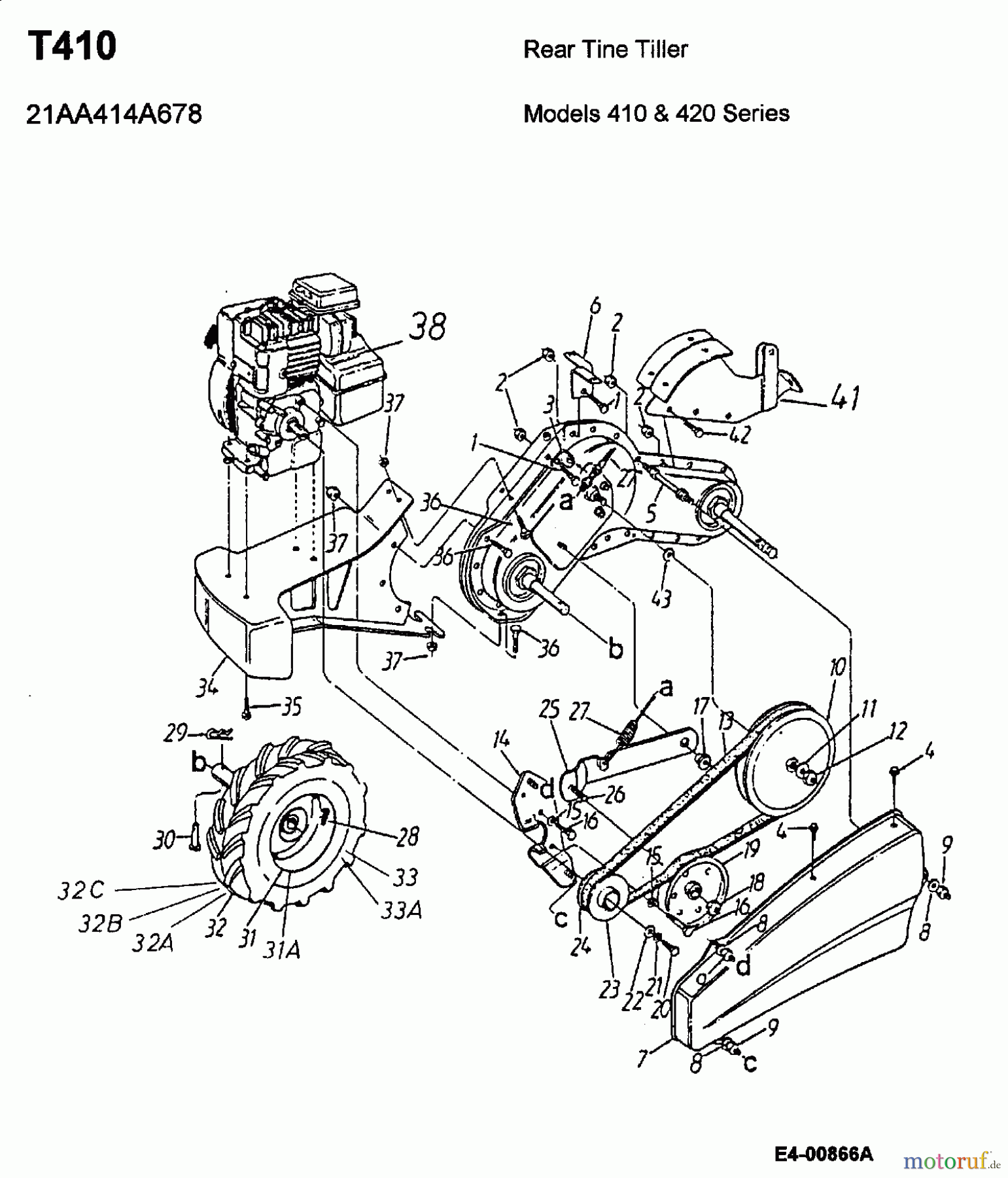  Mastercut Tillers T/410 21A-411A659  (2000) Gearbox, Wheels