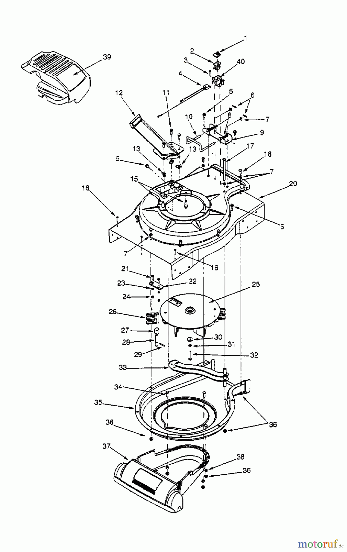 Yard-Man Leaf blower, Blower vac VCS 030 D 24A-030D643 (2000) Impeller with blades, Nozzle