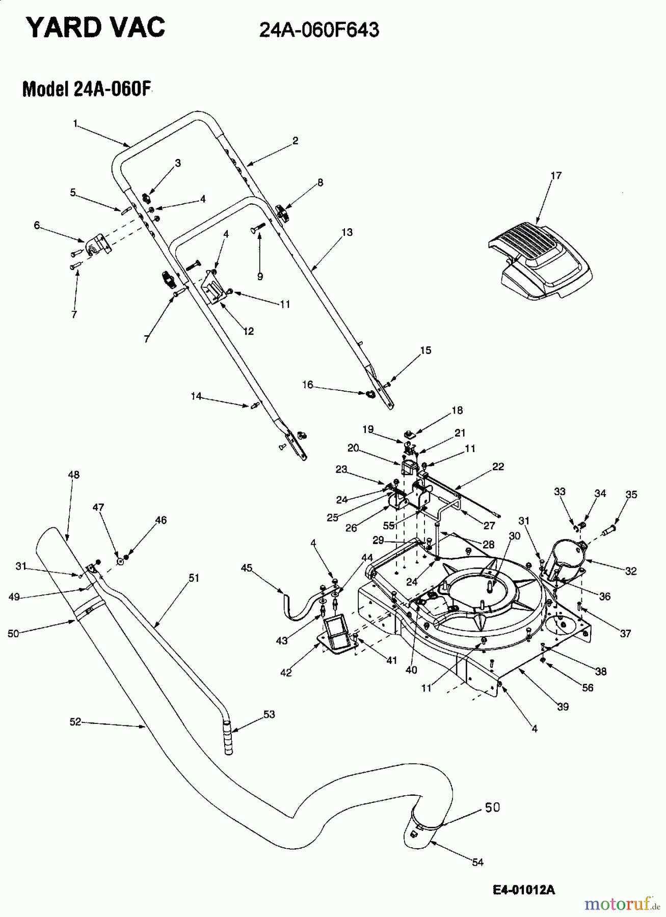 Yard-Man Leaf blower, Blower vac YARD VAC 24A-060F643 (2004) Handle, Vacuum hose