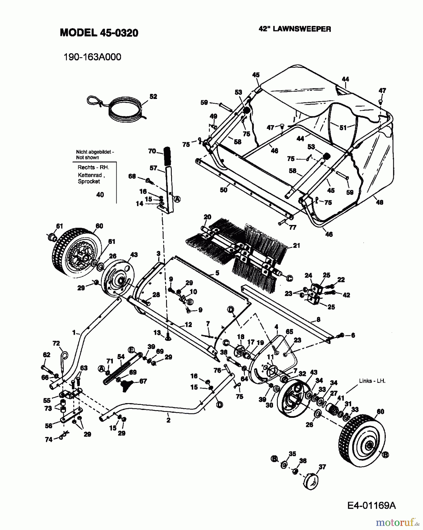  MTD Accessories Accessories garden and lawn tractors Sweeper 45-0320  (190-163-000) 190-163A000  (2005) Basic machine