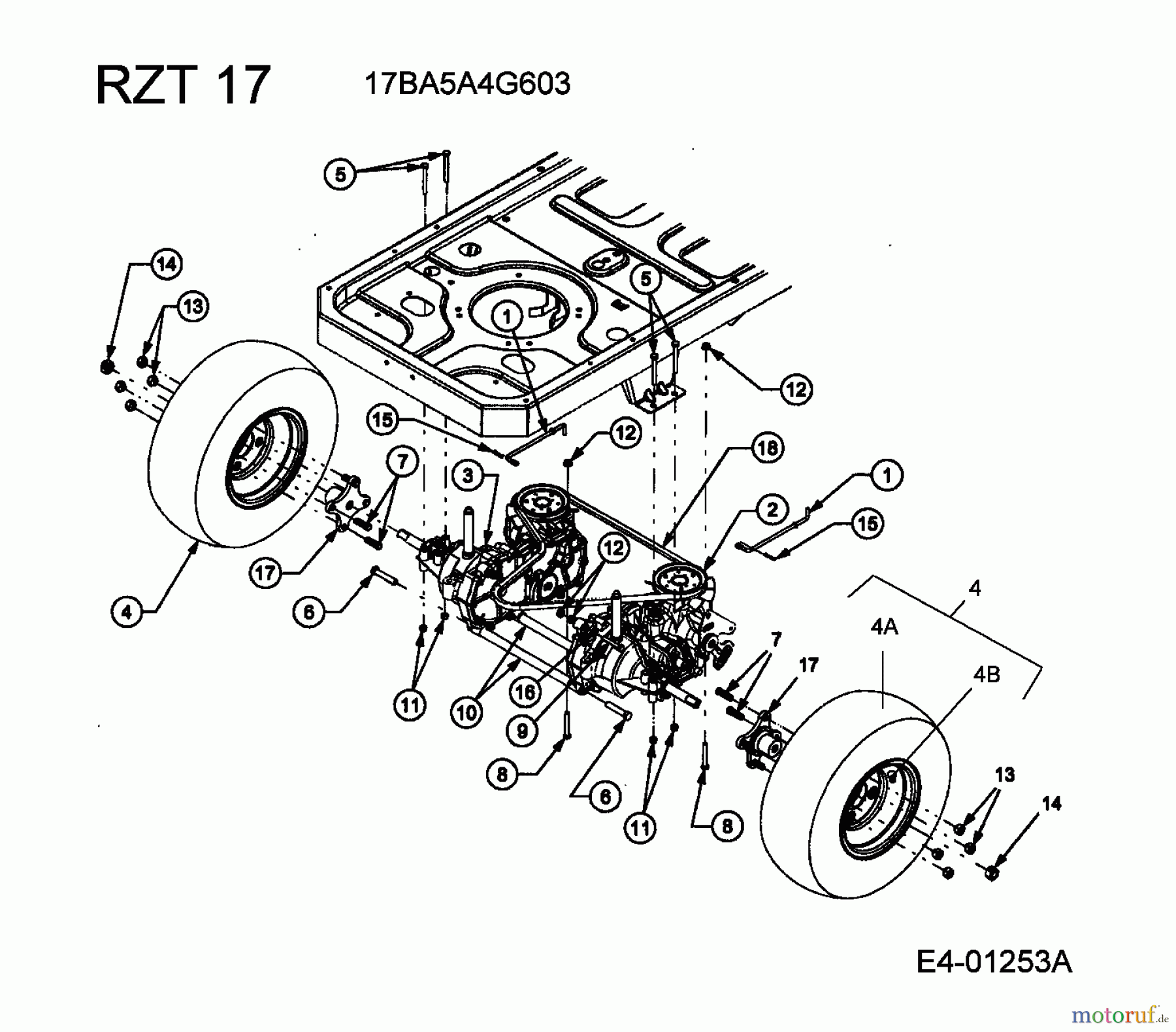 Cub Cadet Zero Turn RZT 17 17BA5A4G603 (2005) Drive system, Wheels