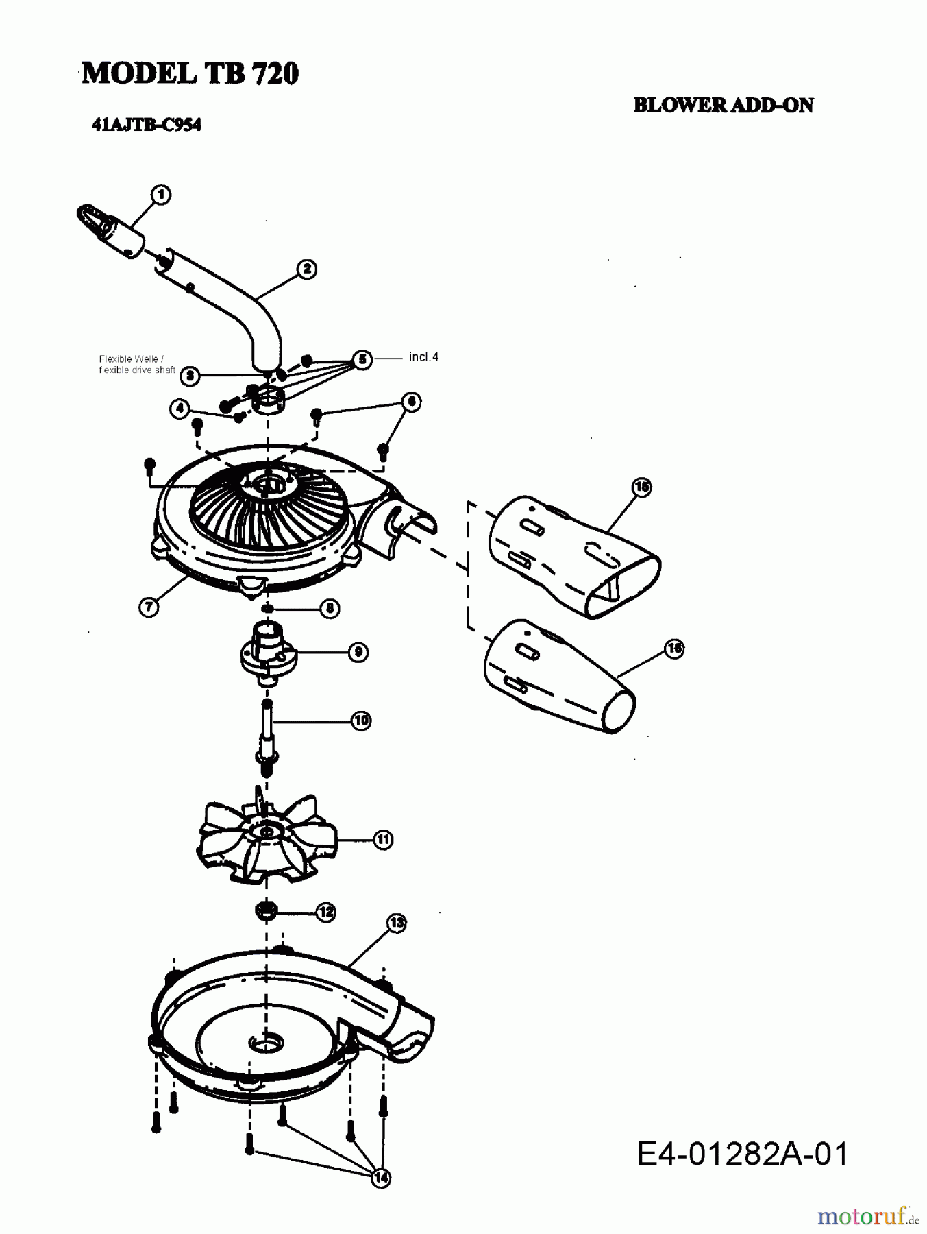  MTD Accessories Accessories Brush cutter, Trimmer Leaf blower, Blower vac TB 720 41AJTB-C954  (2007) Basic machine