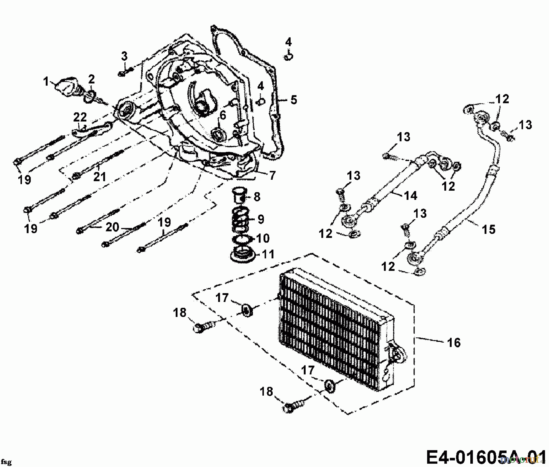 Cub Cadet Quads UT 180 36AB124-603 (2006) Cooler, Crankcase cover right hand