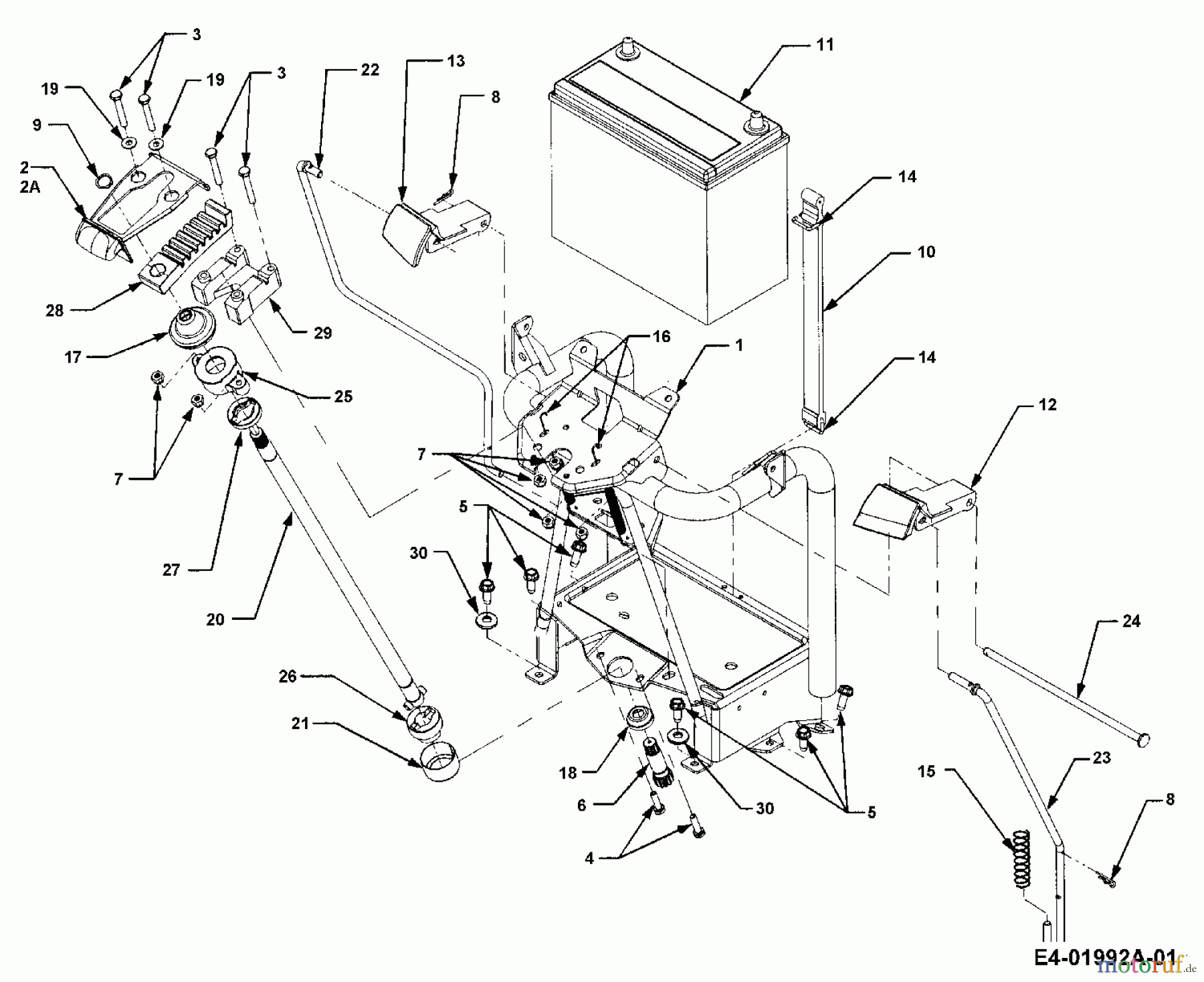  Cub Cadet Garden tractors HDS 3235 14A-676-100  (1998) Battery, Steering column